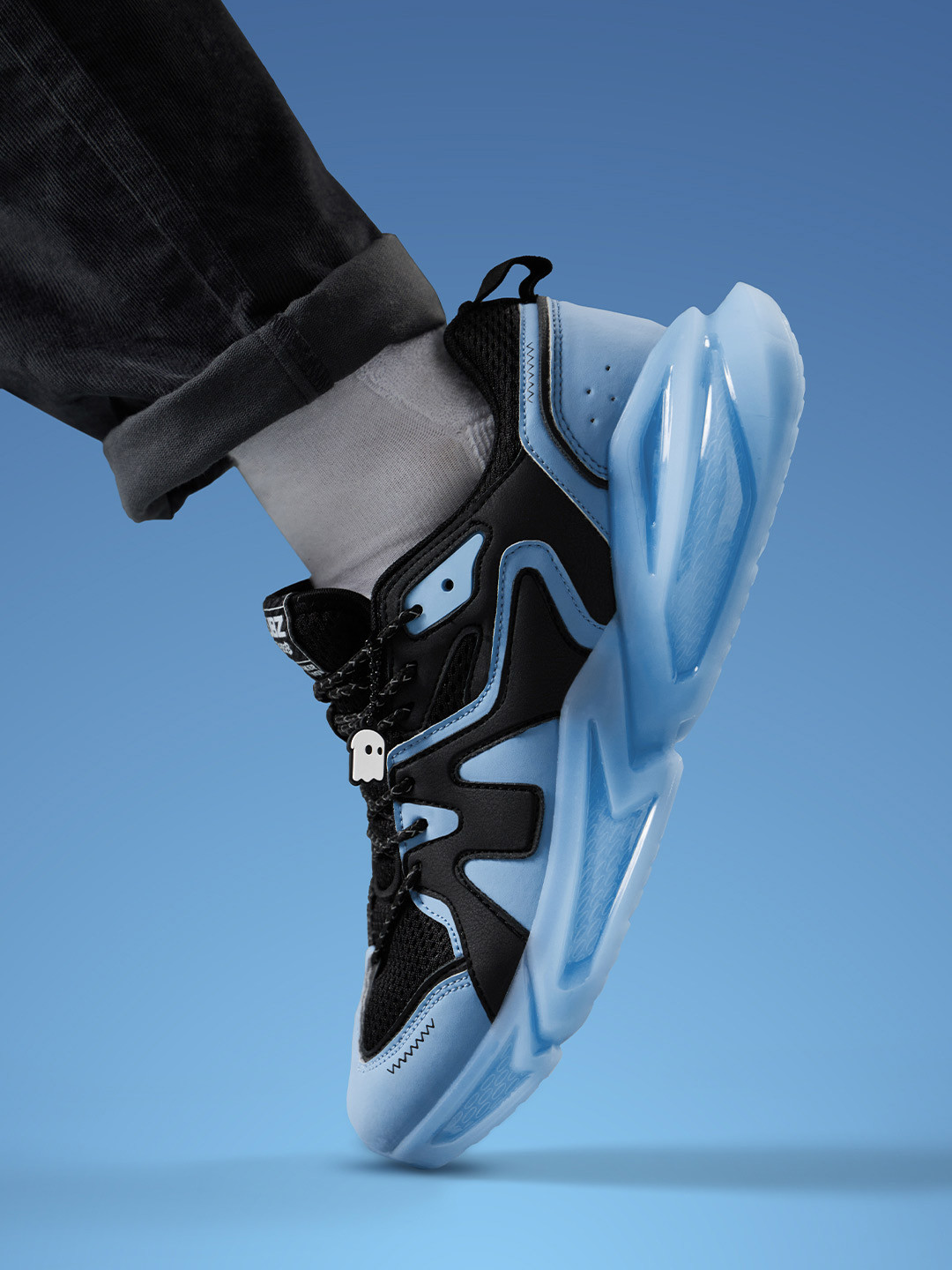 The Souled Store Urban Blaze Reverb Azure Men Colourblocked PU Sneakers