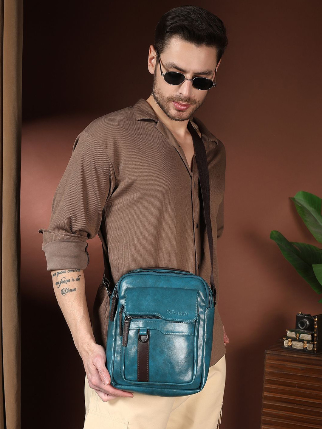 VISMIINTREND Men PU Sling Messenger Bag