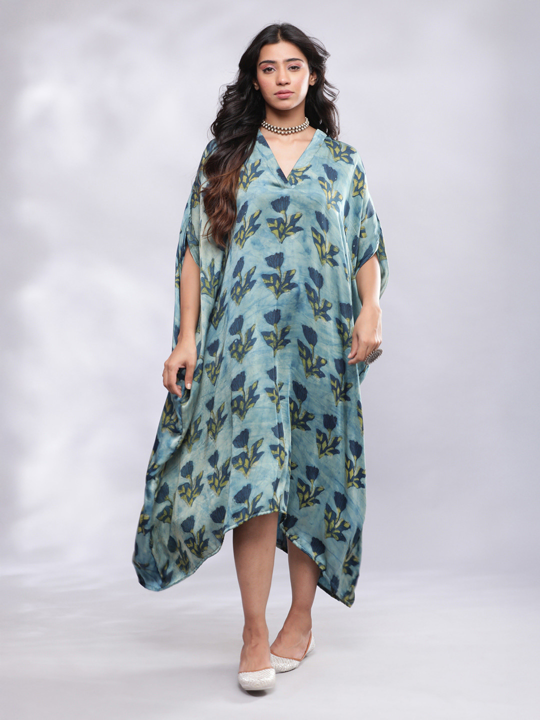 BohoJazz Signature Modal Silk Floral Kaftan