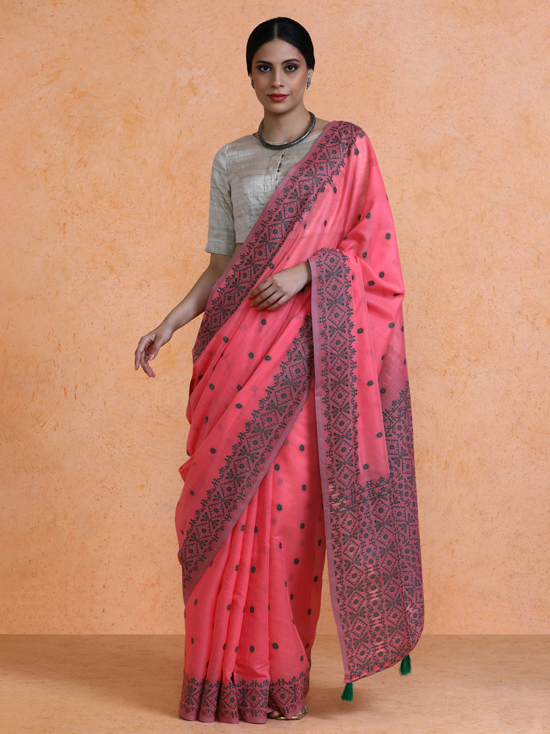 SARHA Woven Design Chanderi Saree With Unstitched Blouse Piece