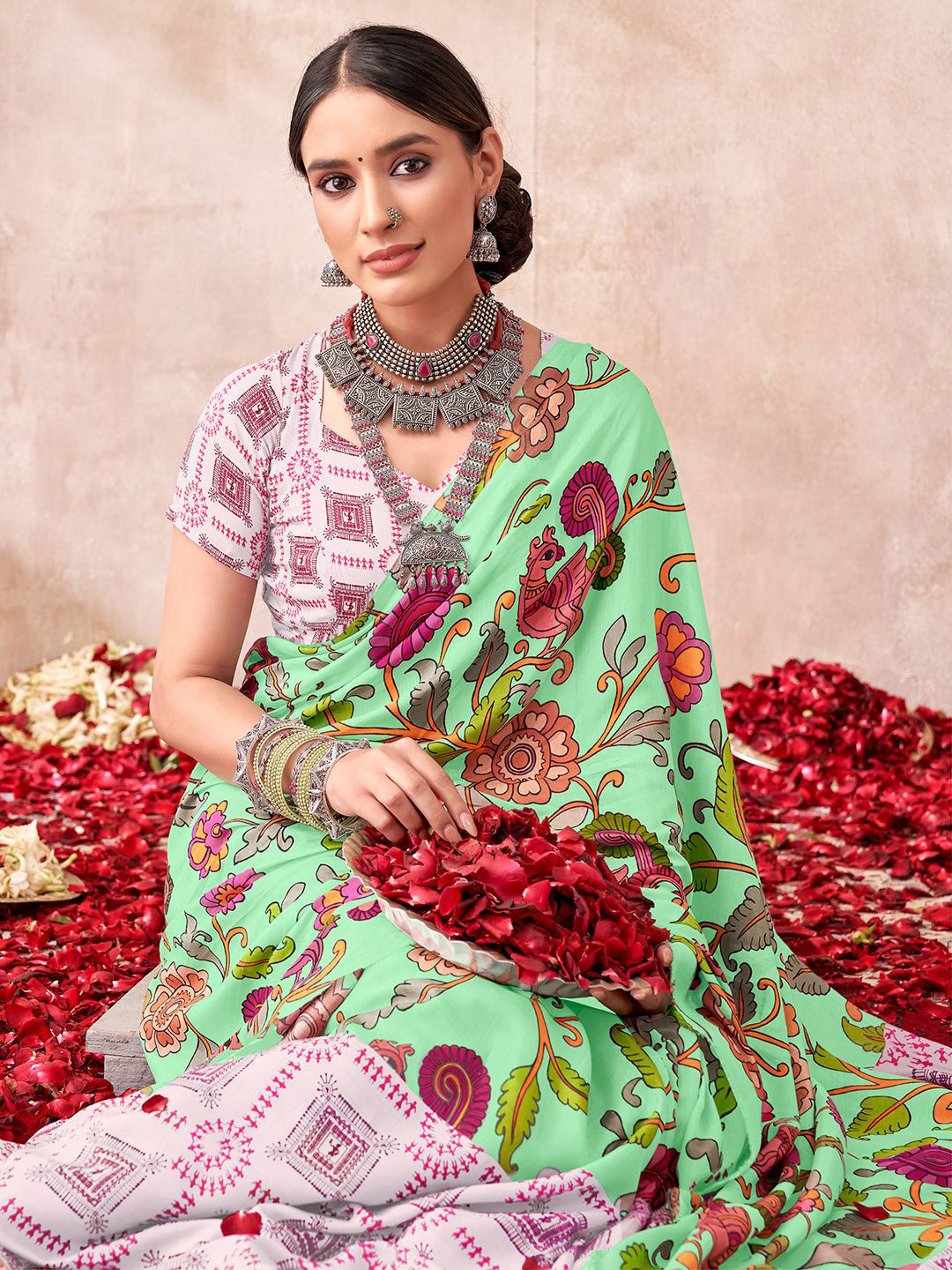 SARHA Kalamkari Printed Pure Georgette Saree