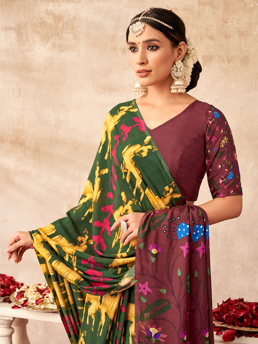 SARHAFloral Pure Georgette Saree