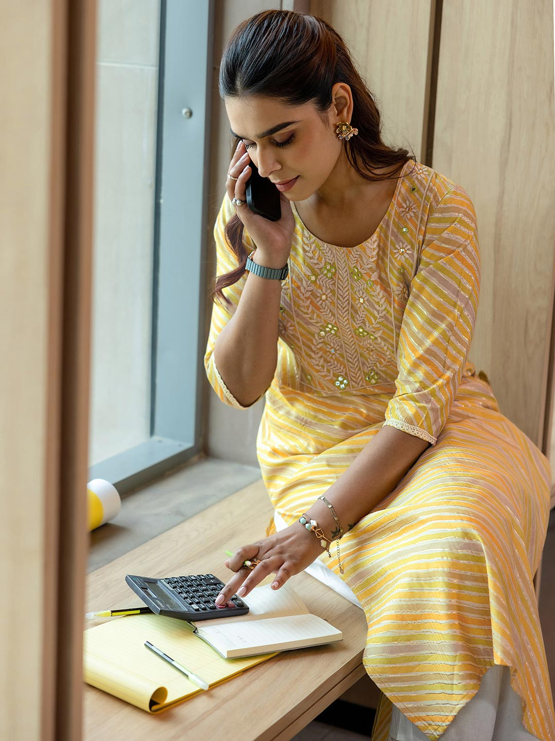Libas Women Leheriya Printed Thread Work Kurta