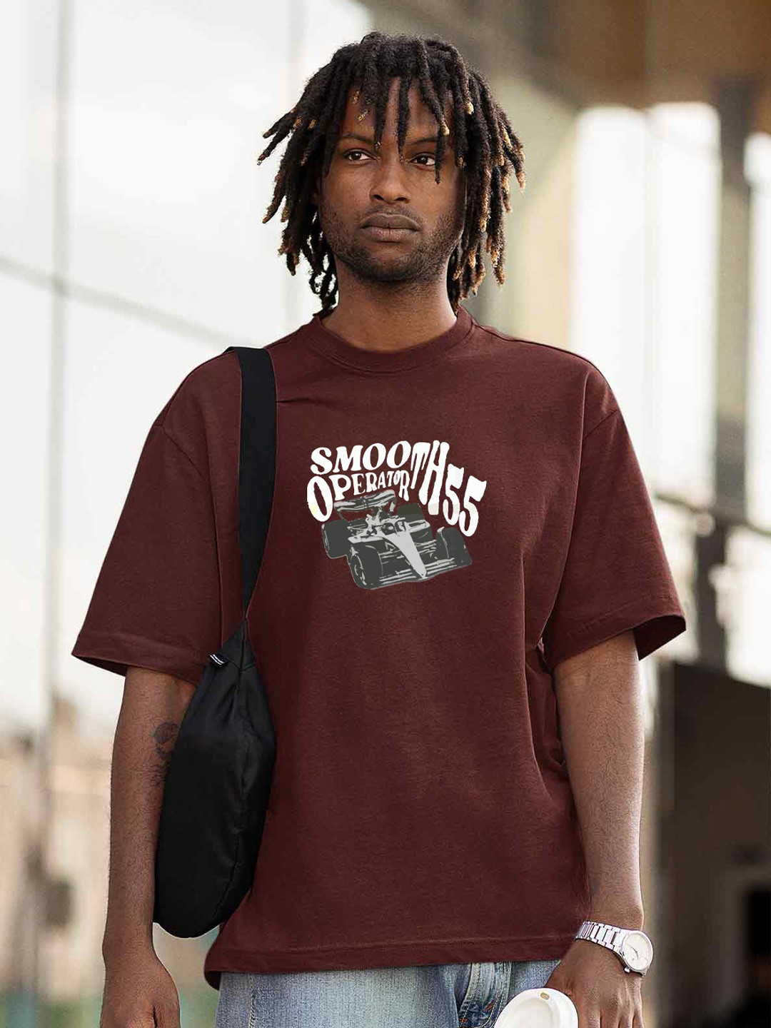 TheBTclub Men Smooth Operator Graphic Oversized T-shirt