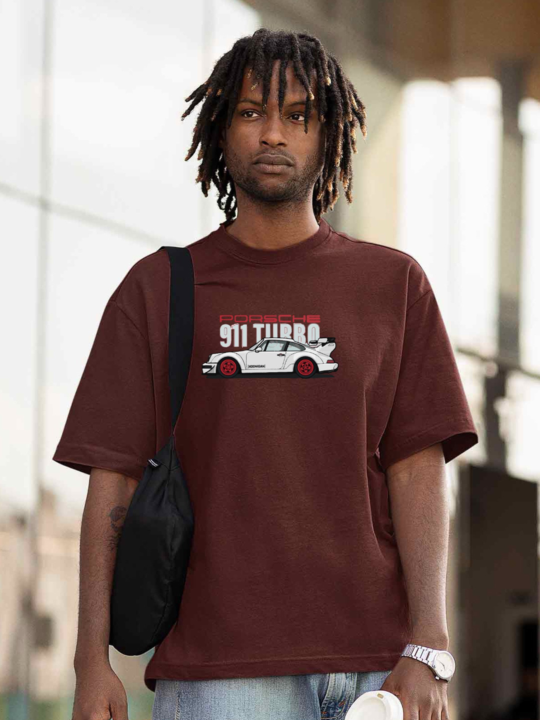 TheBTclub Porsche 911 Turbo Graphic Printed Activchill Pure Cotton Oversized T-shirt