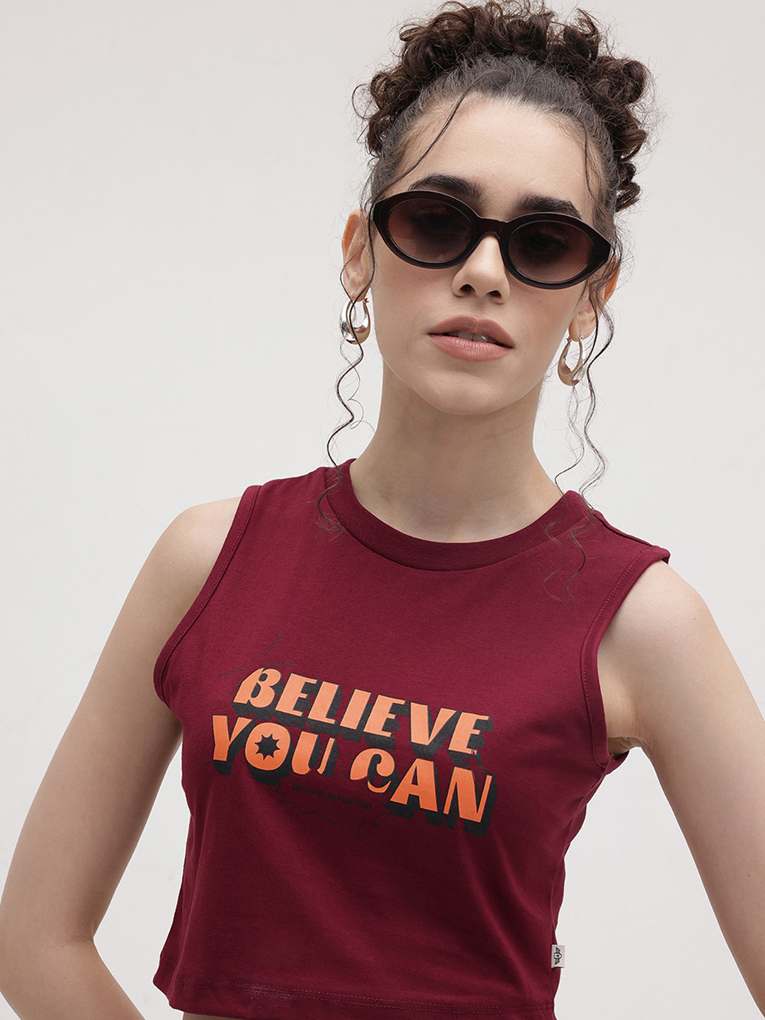 The Roadster Life Co. Typography Printed Sleeveless Slim Fit T-shirt