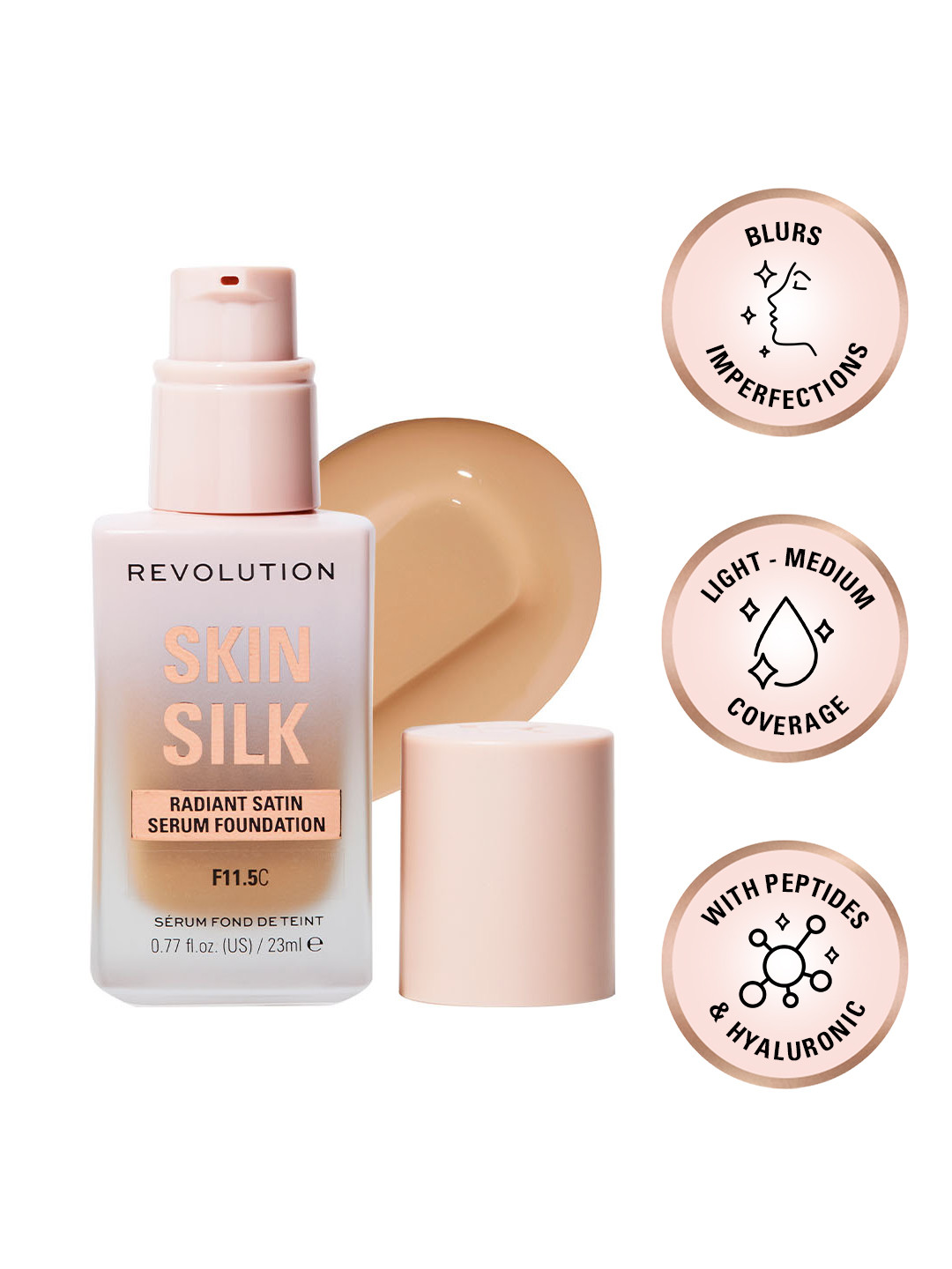 Makeup Revolution London Skin Silk Radiant Satin Serum Foundation 23ml - F11.5C