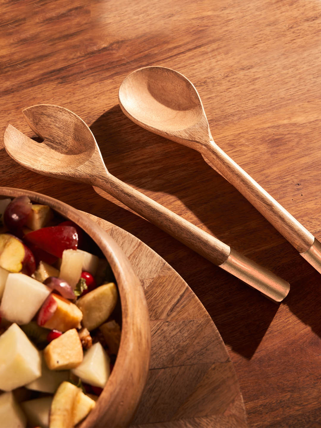 Goldleaf Studio 2-Pcs Brown Wooden Salad Server Spoons