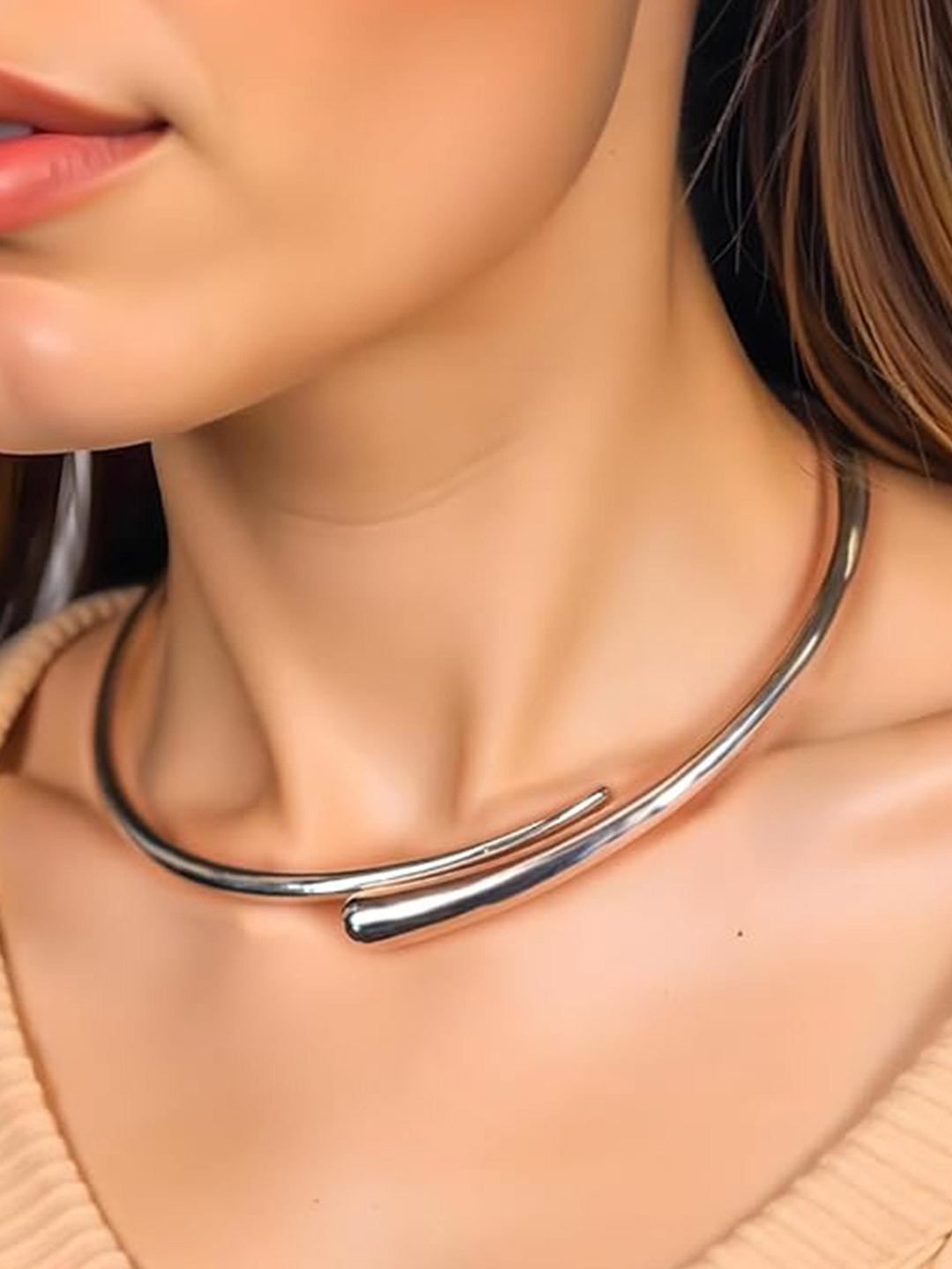 Amalfa Lily Silver Plated Anti-Tarnish & Waterproof Choker Necklace
