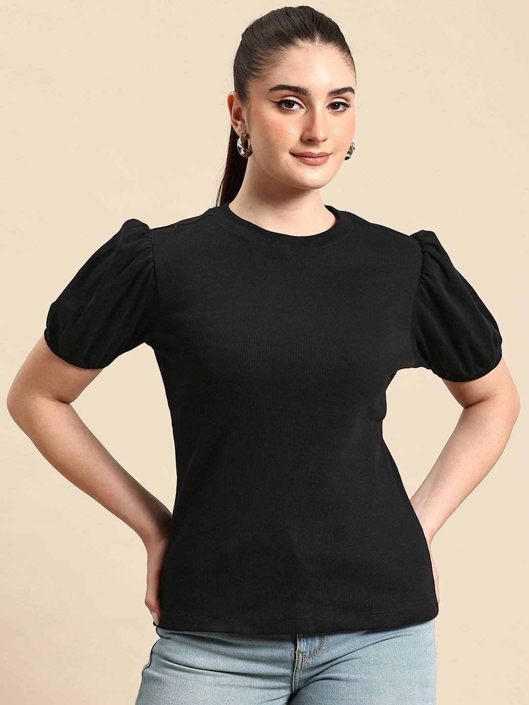 Hang and wear Puff Sleeve Pure Cotton Top