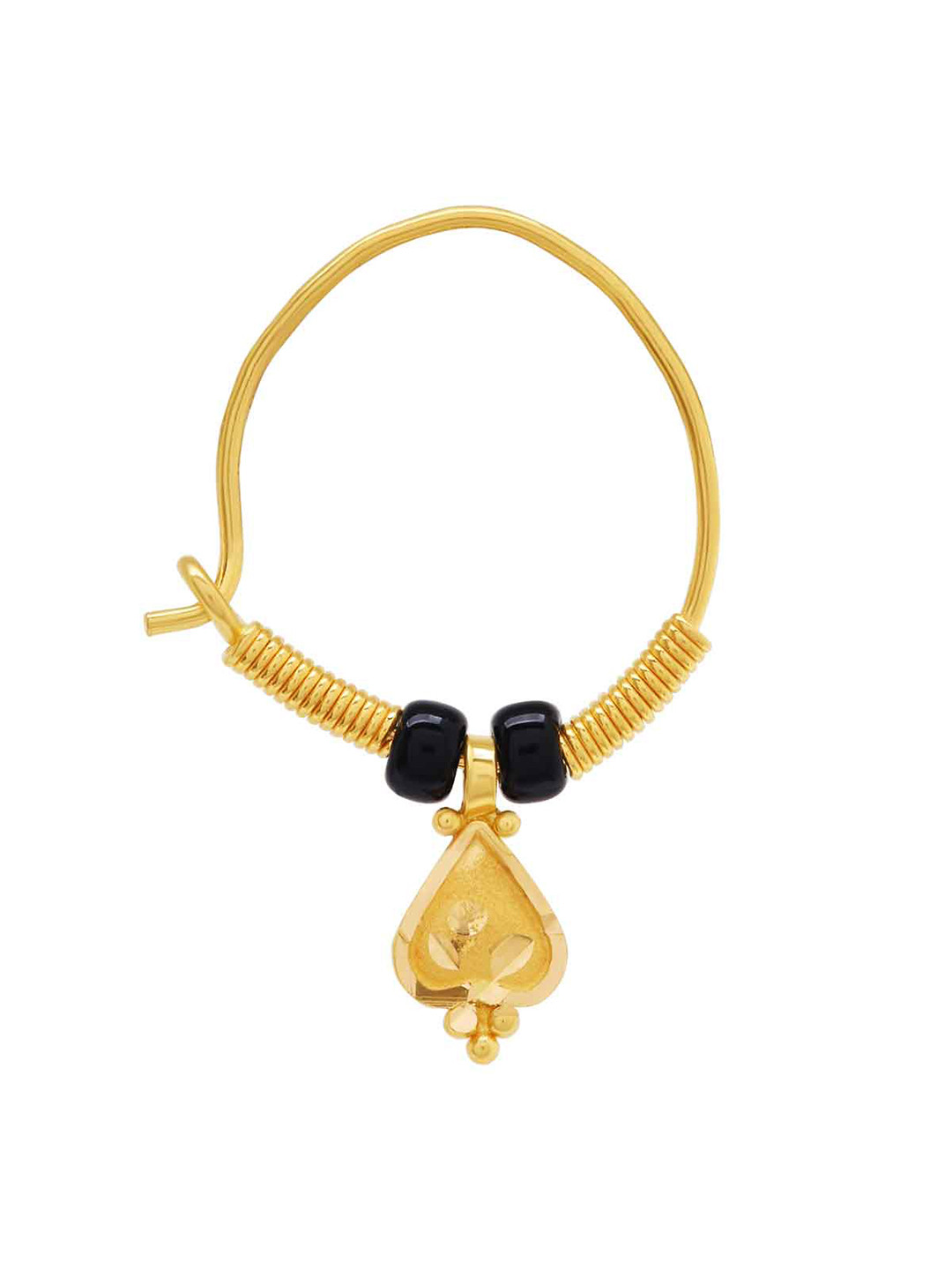WHP JEWELLERS Black Bead 22 KT Yellow Gold Earring For Women.