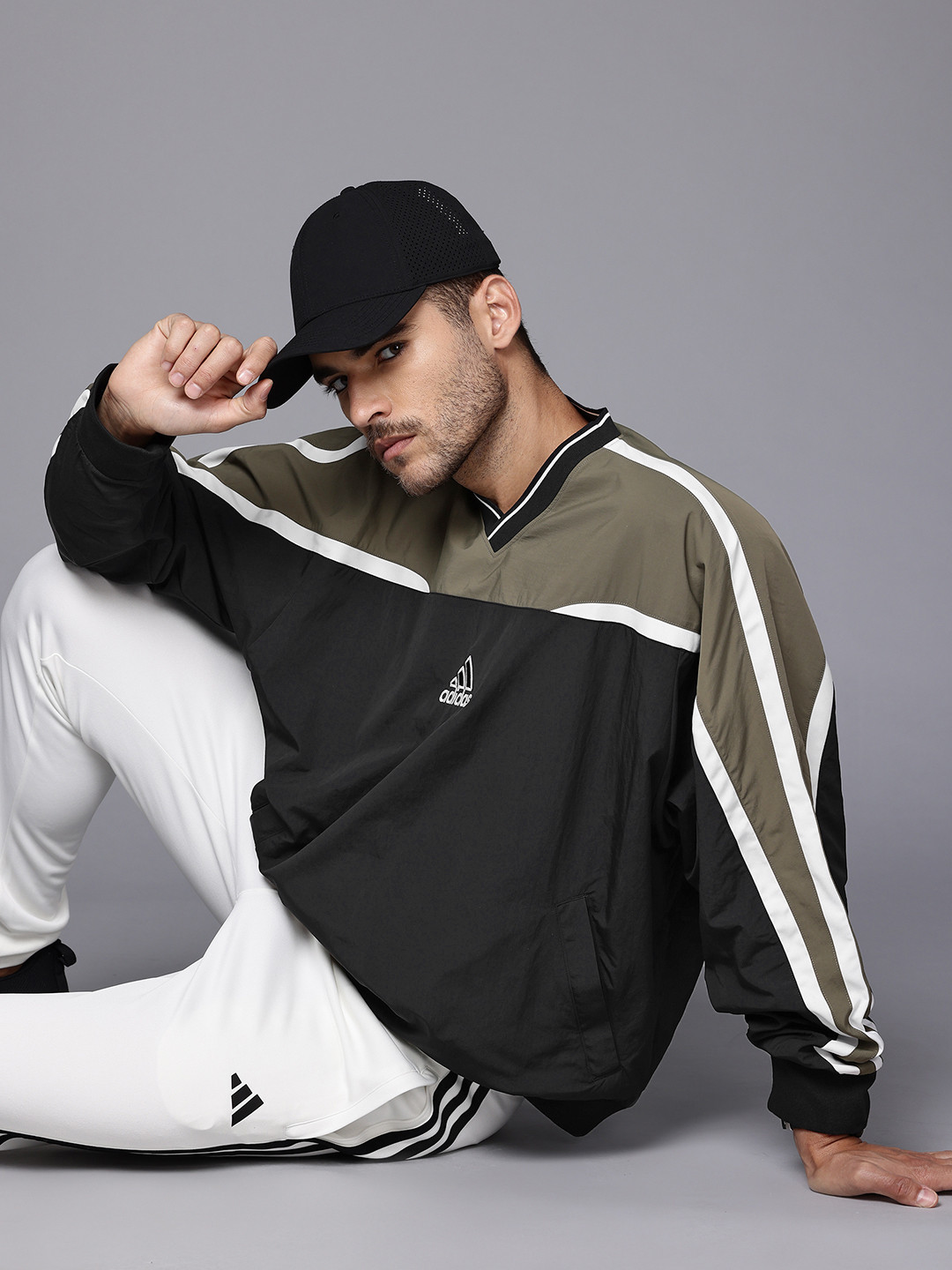 ADIDAS Originals Cutline Colourblocked Loose-Fit Drop Shoulder Sleeves Pullover