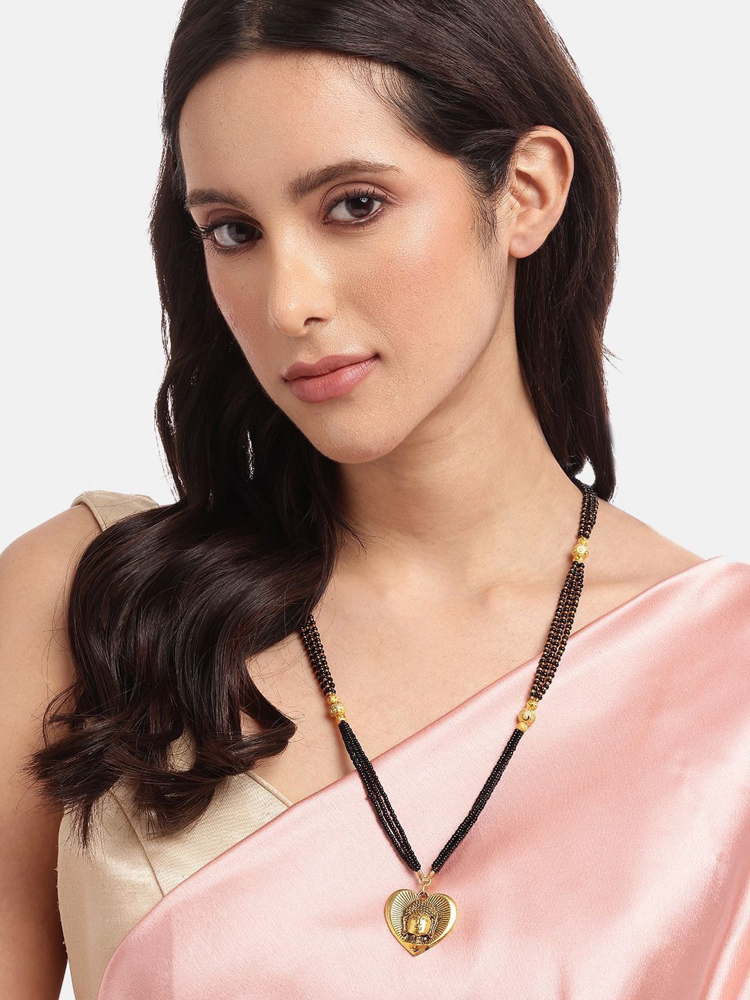 Digital Dress Room Gold-Plated Heart shaped Buddha Pendent Mangalsutra