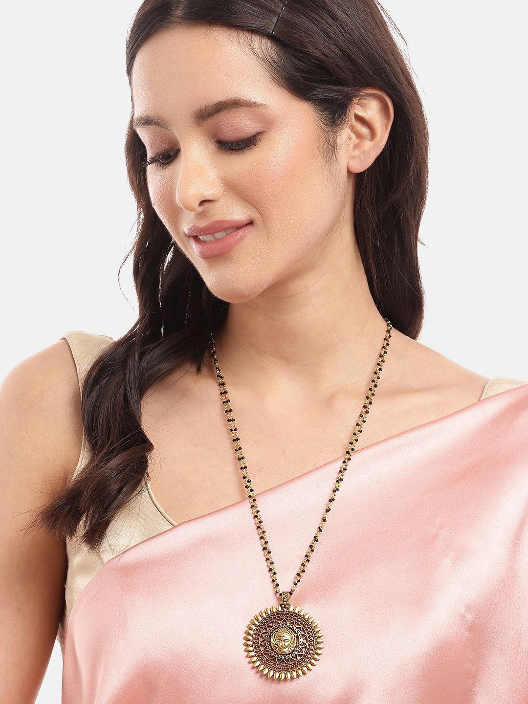 Digital Dress Room Gold-Plated Durga Maa Pendent Mangalsutra