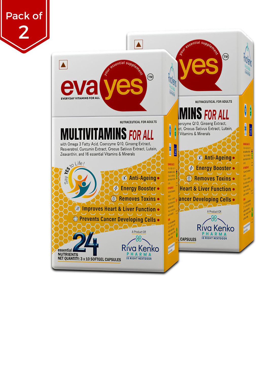 RivaKenko Set Of 2 Eva Yes Multivitamins With Curcumin Extract - 30 Softgels Capsules