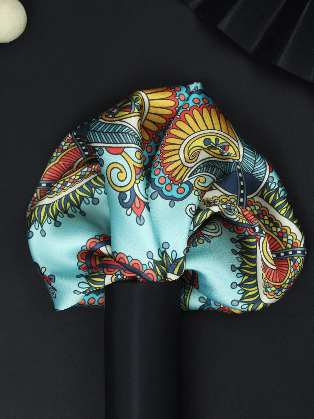 House of Pataudi Floral Mosaic Printed Silk Pocket Square