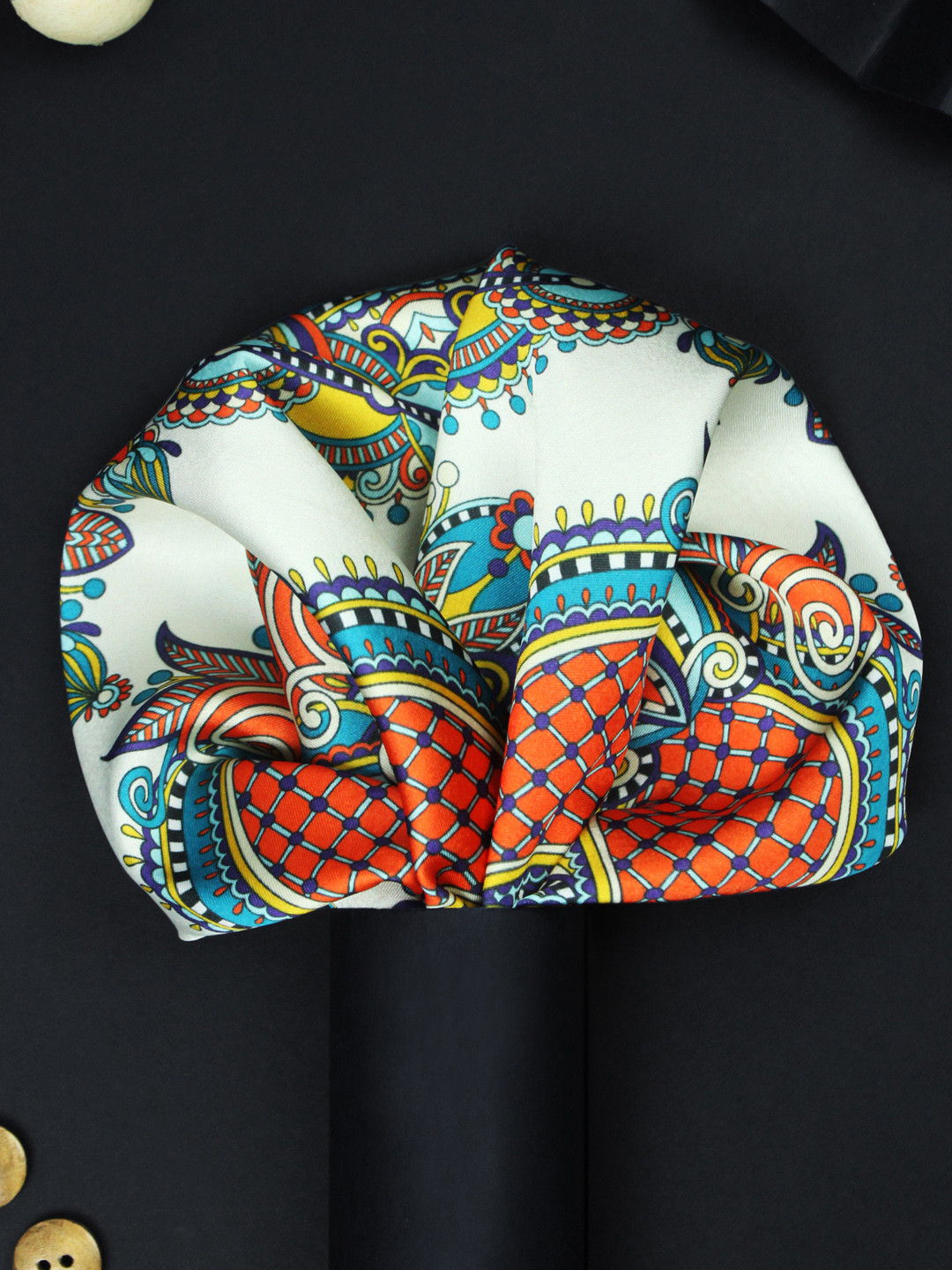 House of Pataudi Persian Aura Printed Silk Pocket Square