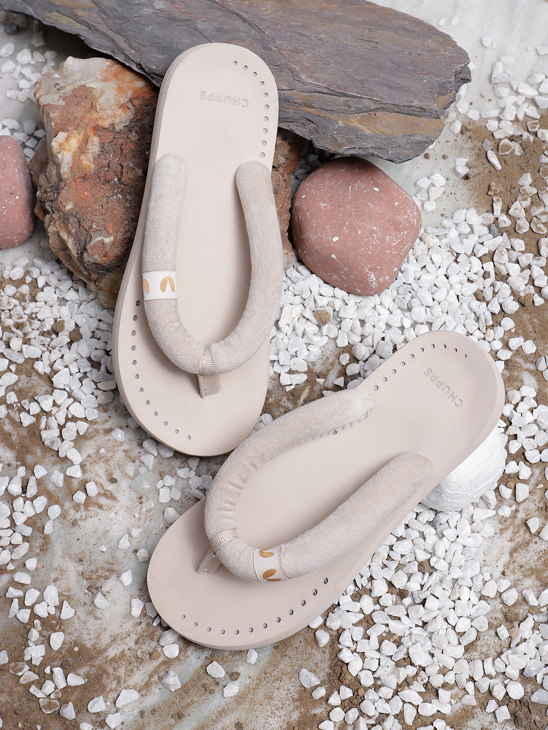 CHUPPS Women BEIGE PLUSH Doctor Ultra soft Ortho Flip-Flops