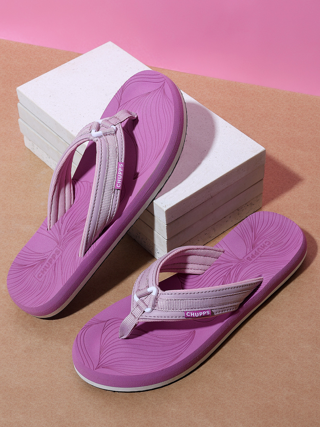 CHUPPS Women Pink purple Petal Doctor Ultra Soft Ortho Flip-Flops