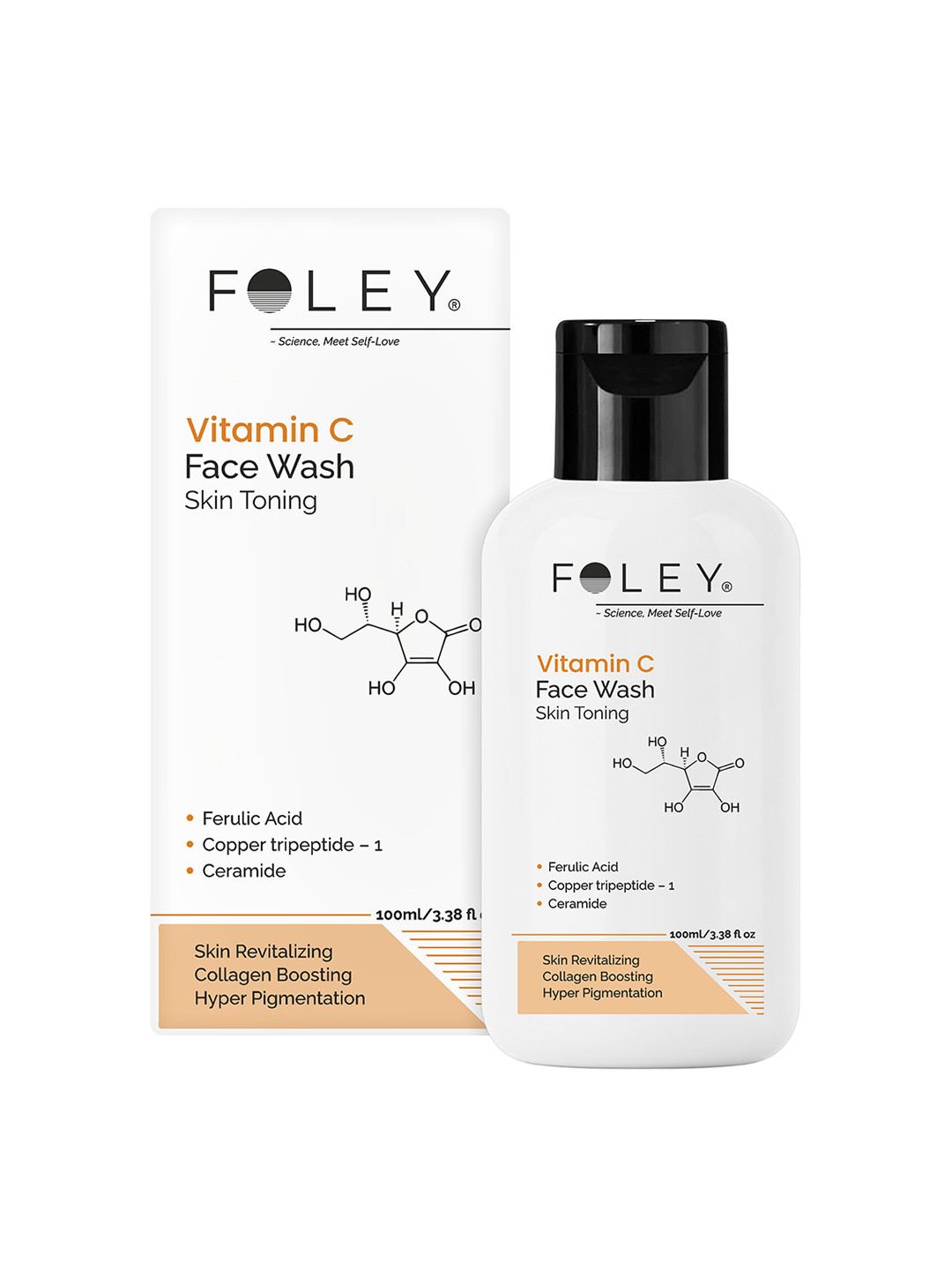 FOLEY Vitamin C Skin Toning Face Wash With Ferulic Acid For Brightening - 100 ml