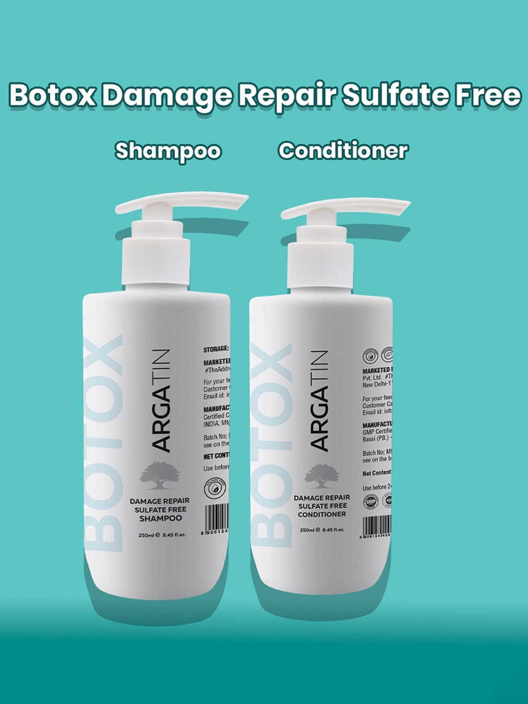 ARGATIN Set Of 2 Botox Damage Repair Sulphate Free Shampoo & Conditioner - 250 ml Each