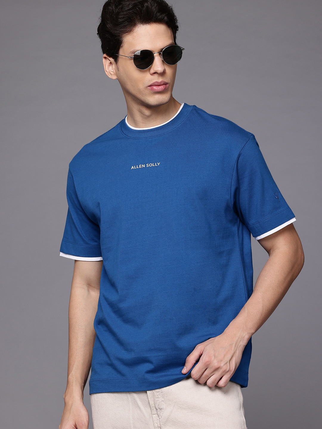 Allen Solly Contrast Panelling Pure Cotton T-shirt