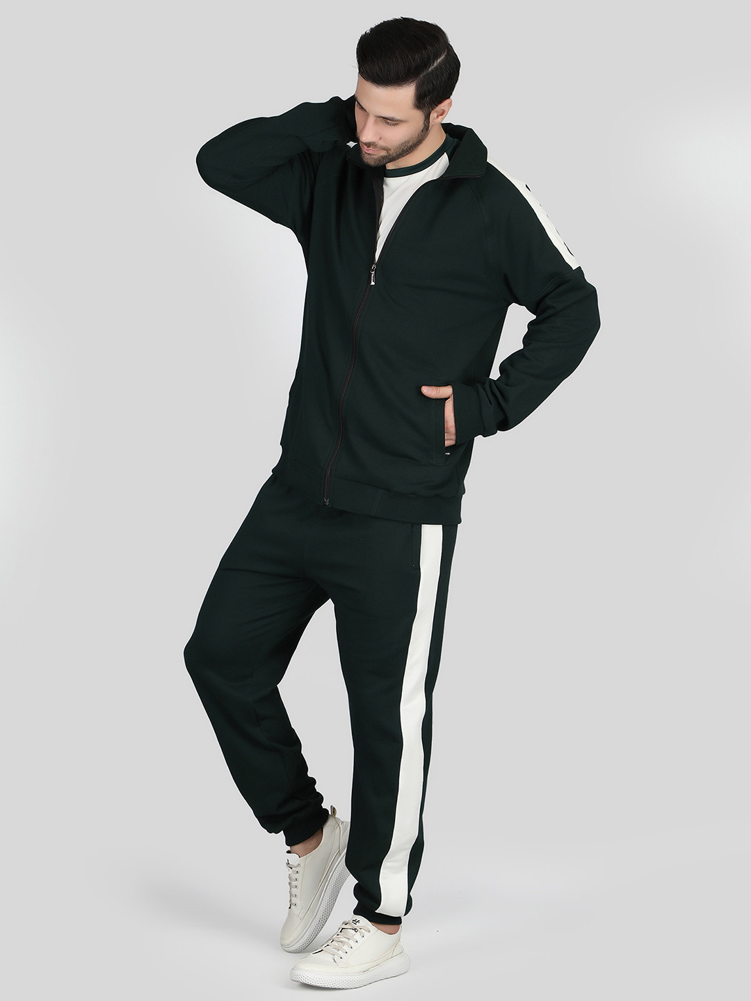 Raxedo Men Survival Game Sports Tracksuit with Cargo Joggers T-Shirt & Zipper Jacket