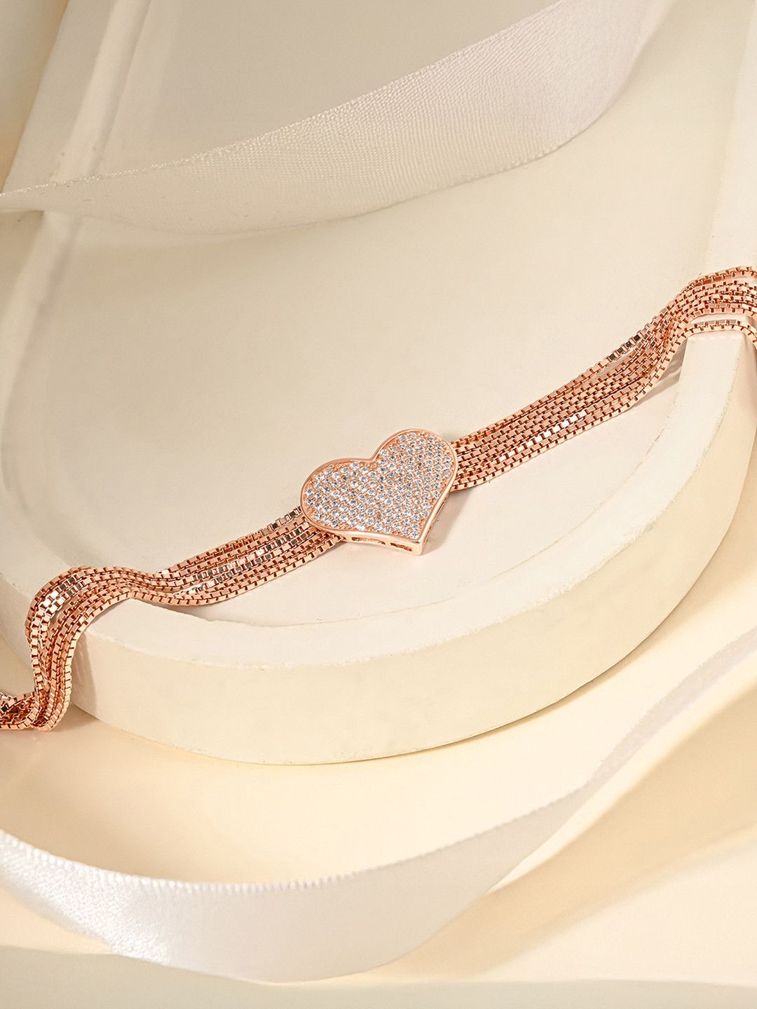 TOUCH925 Romantic Radiance 92.5 Pure Silver Cubic Zirconia Studded Link Bracelet