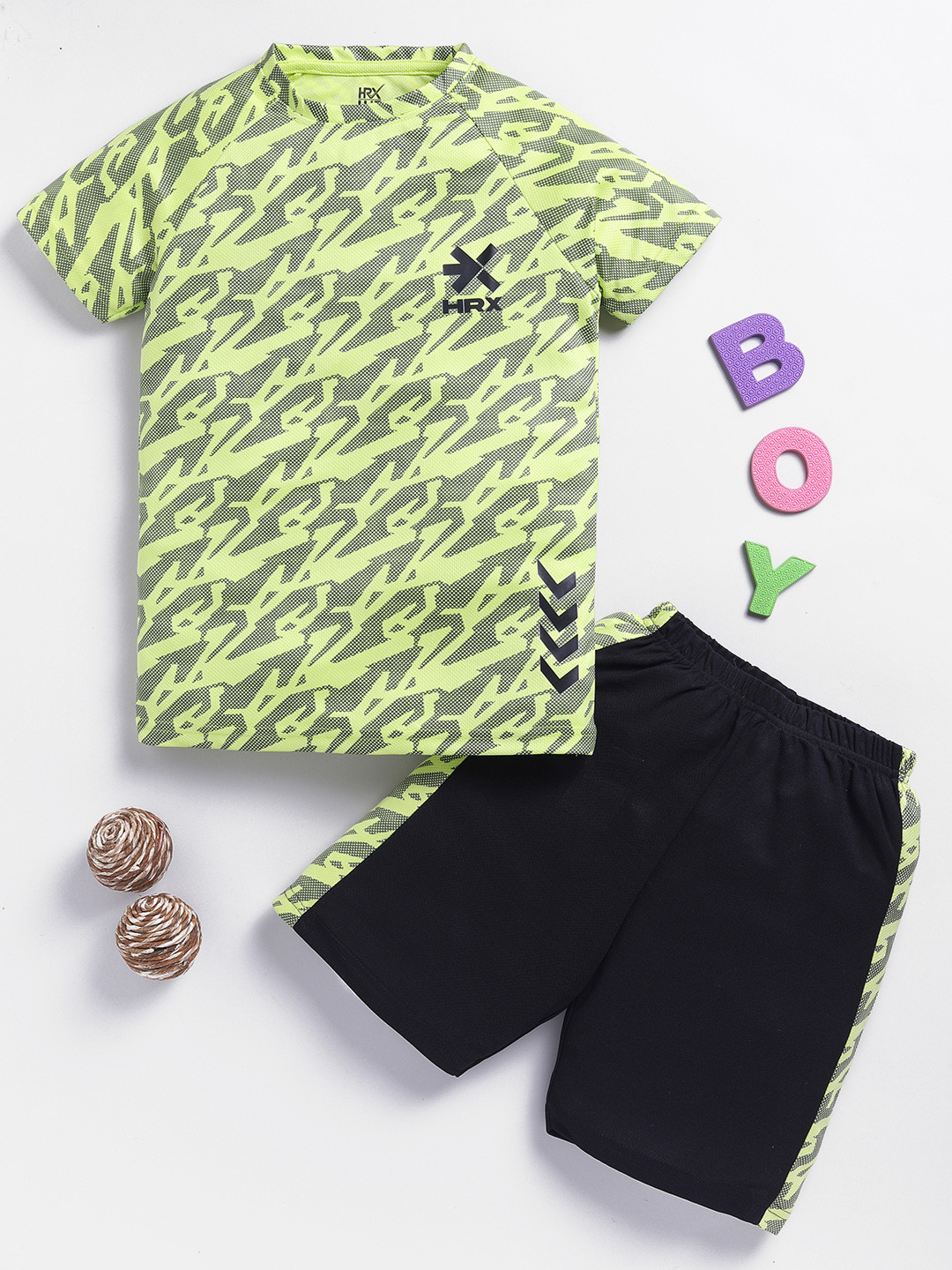 HRX by Hrithik Roshan U17 Boys Rapid Dry Printed T-shirt with Shorts