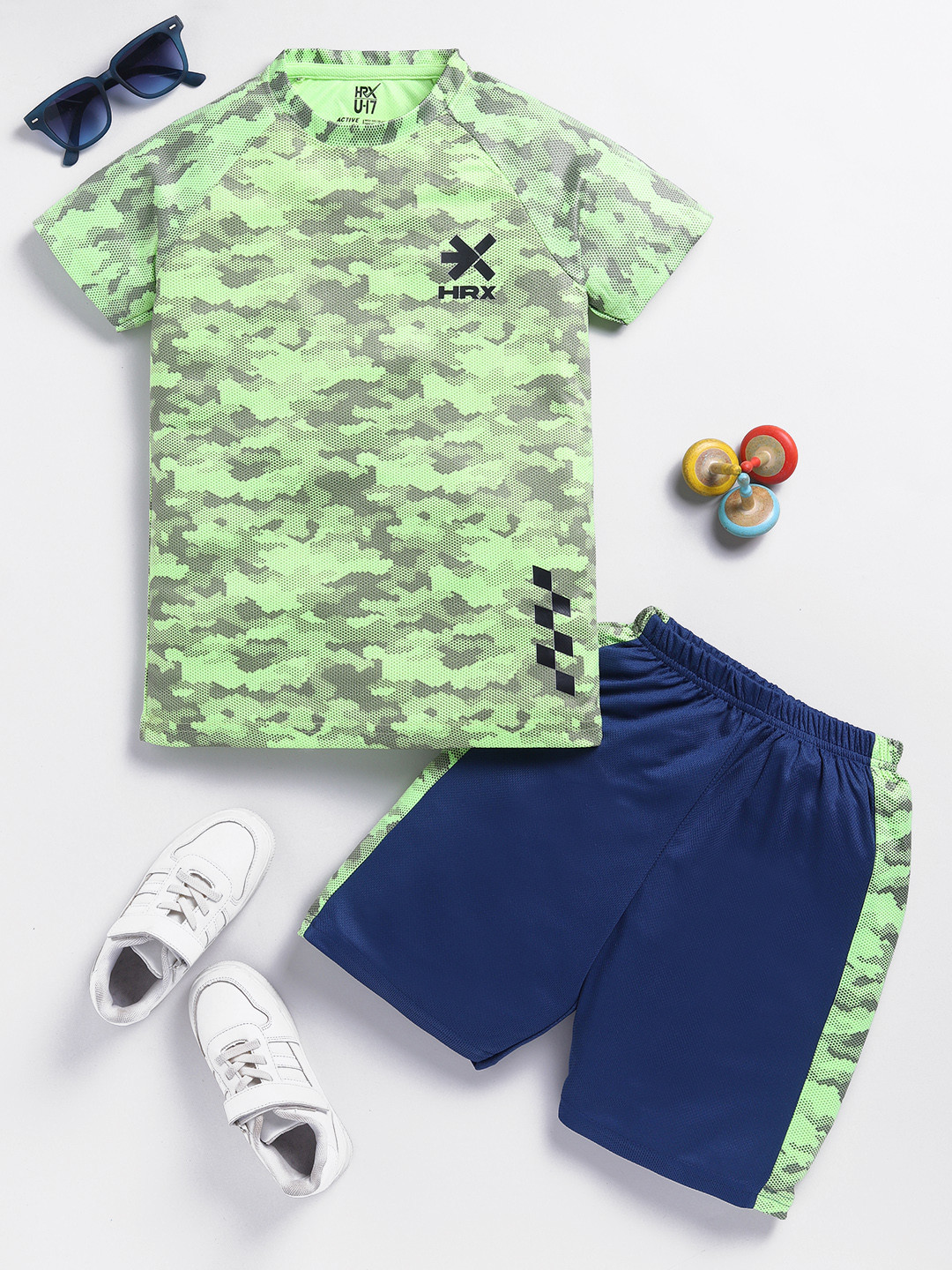HRX by Hrithik Roshan U17 Boys Rapid Dry Printed T-shirt with Shorts
