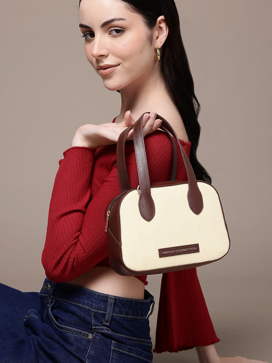 French Connection Colourblocked Textured Crossbody Sling Bag