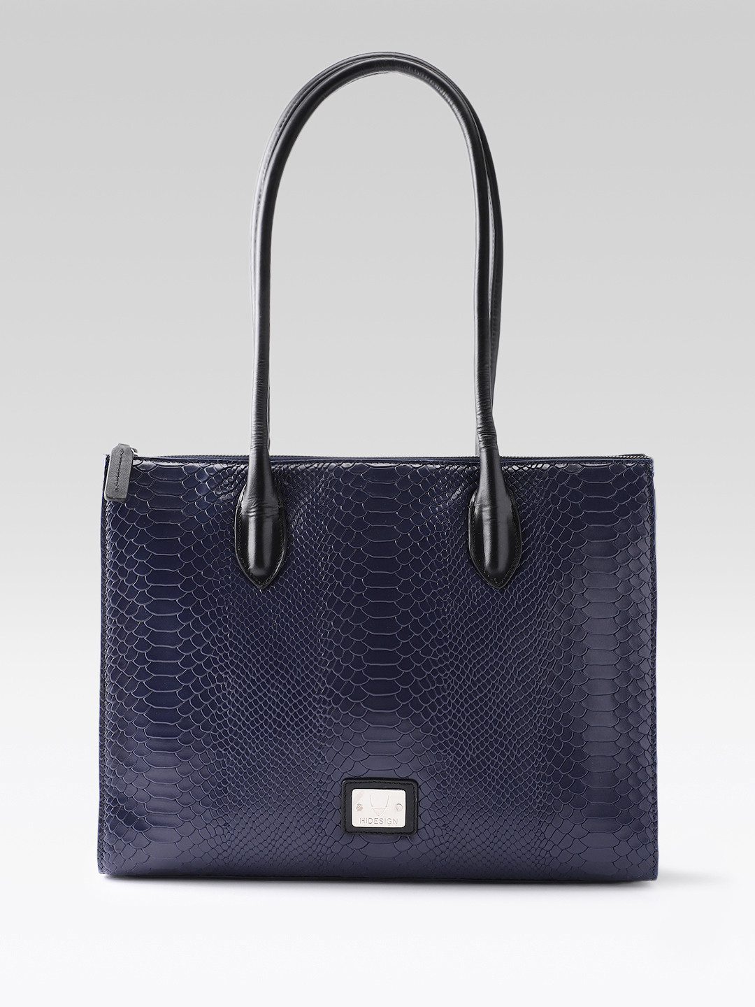 Hidesign VERNAZZA Textured Blue Leather Oversized Shoulder Bag