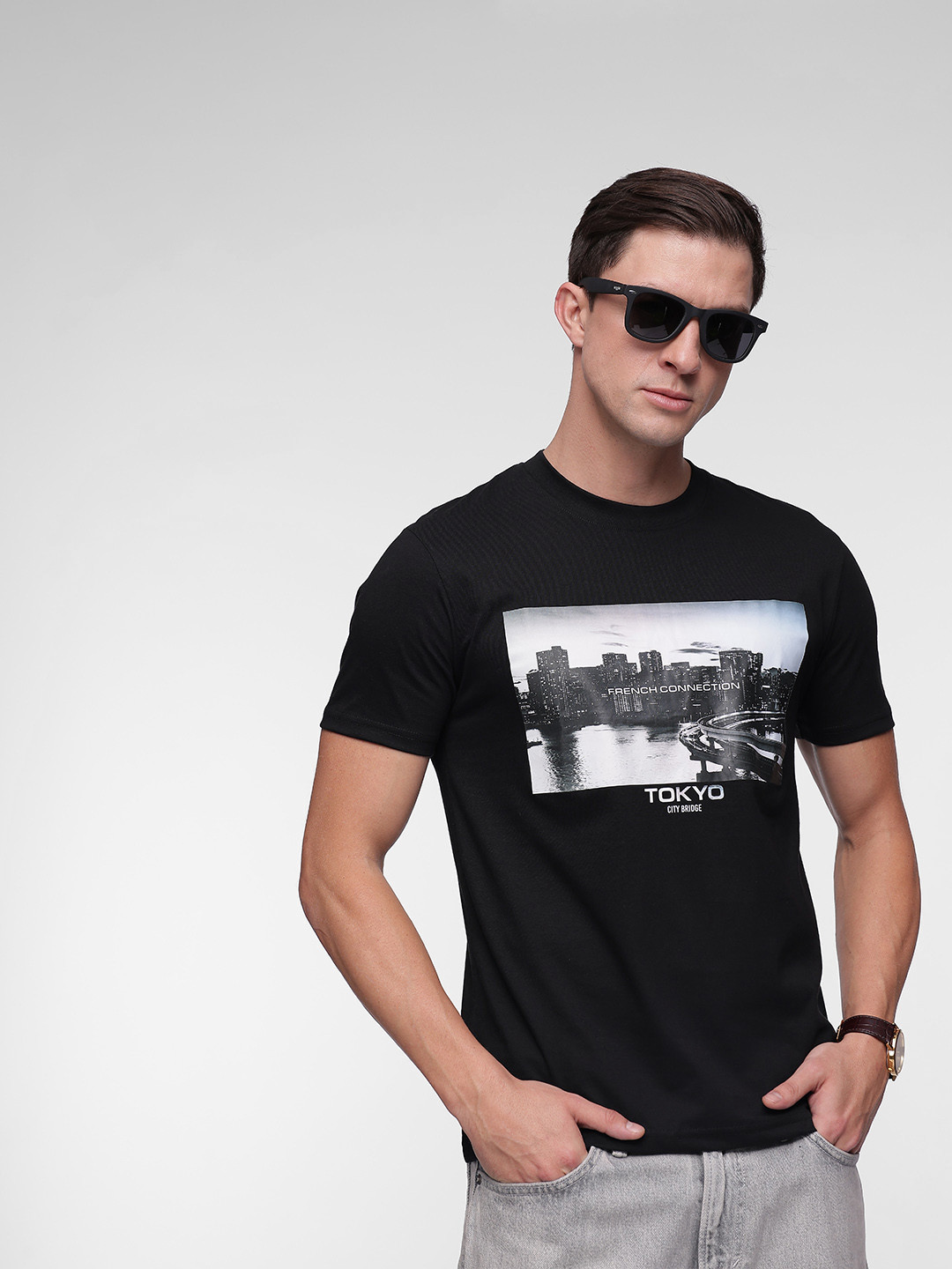 French Connection Photographic Printed Pure Cotton T-shirt