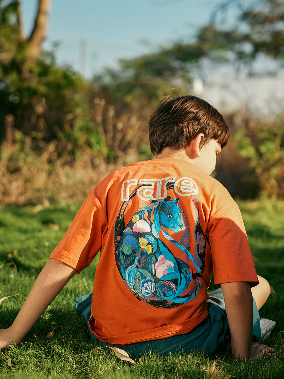RARE ONES Boys Printed Raw Edge Boxy T-shirt