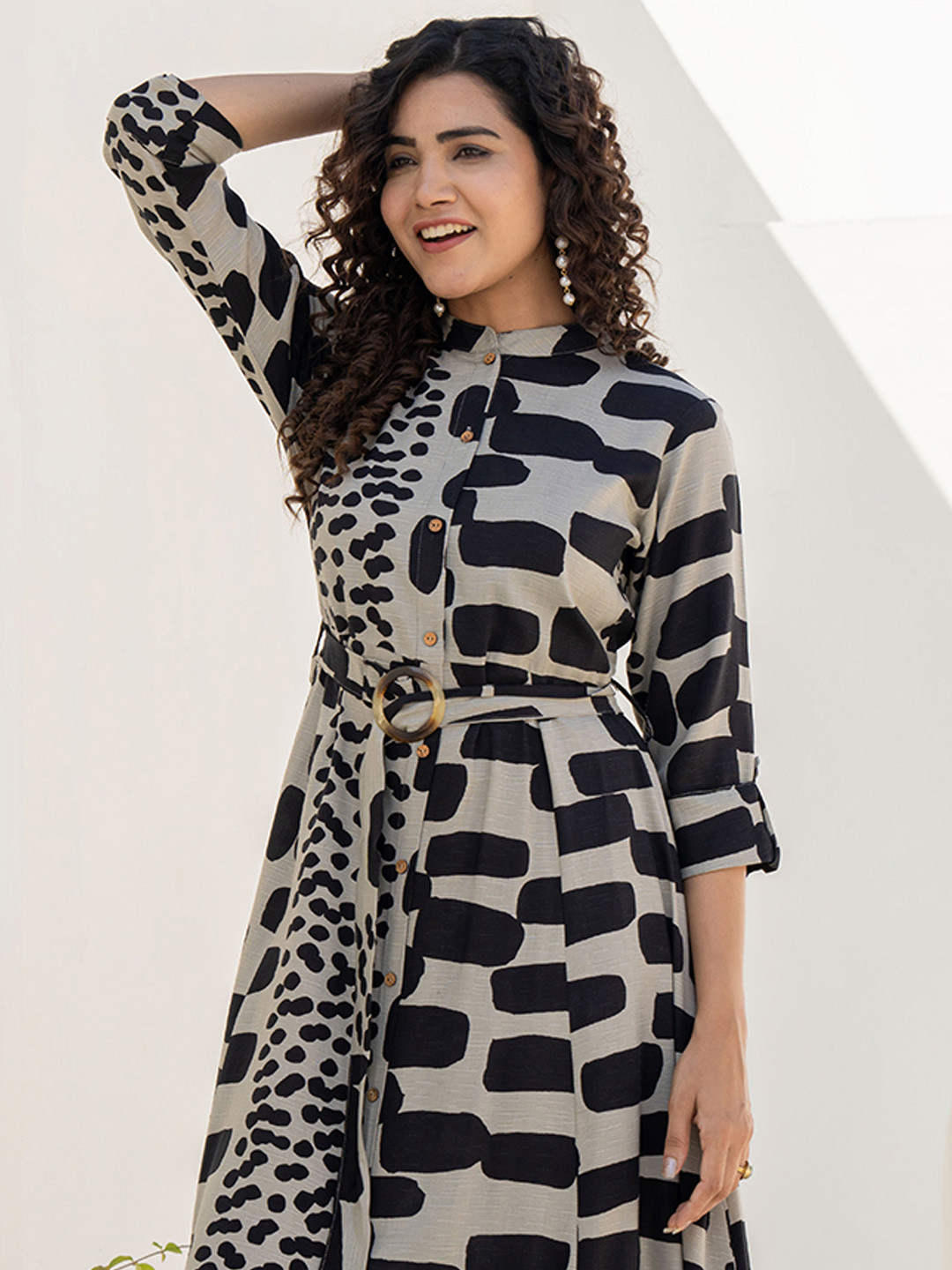 ZUMMER Rayon Animal Print Fit & Flare Midi Dress