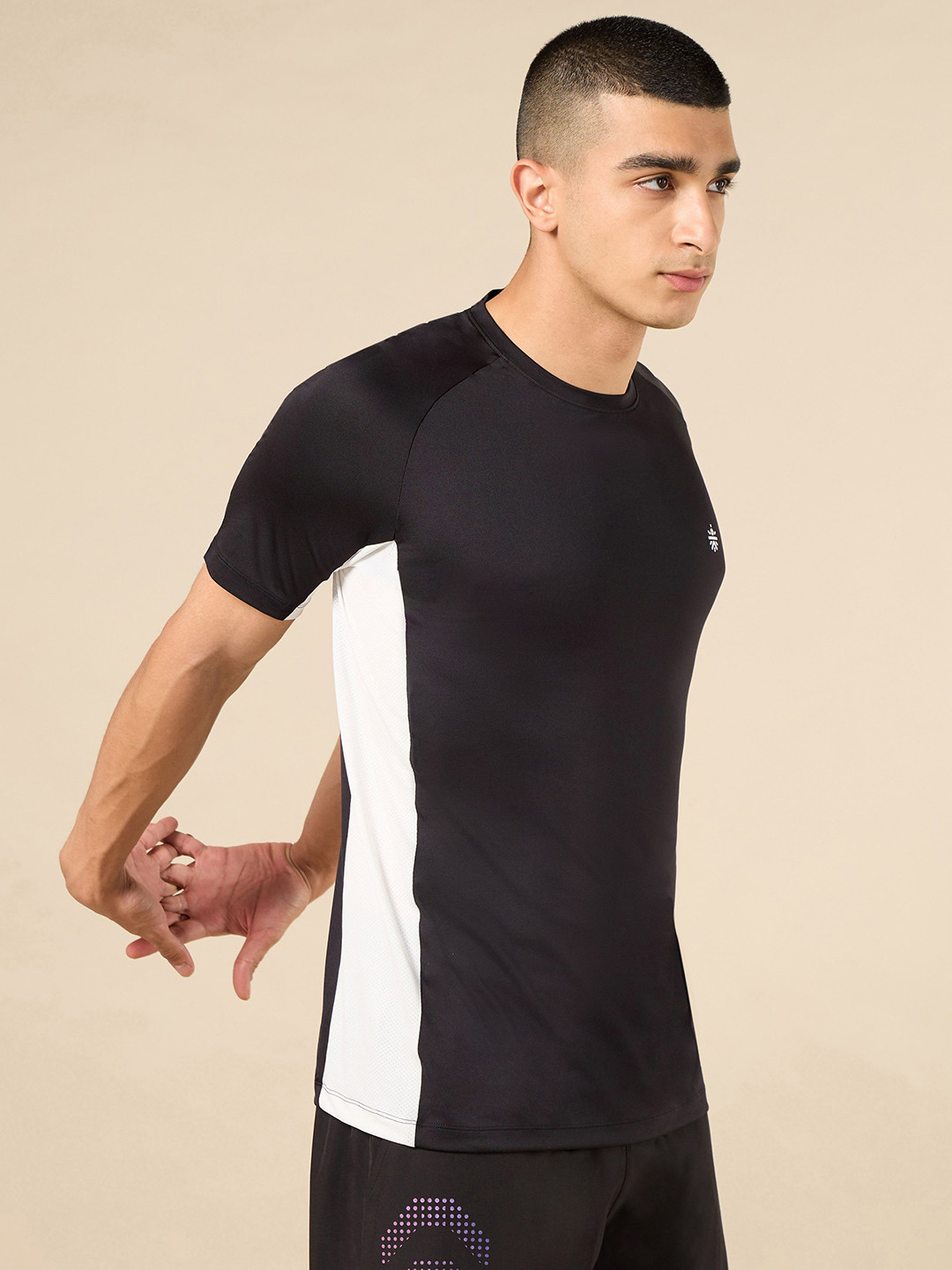 CULT Men's Black Active Pop Performance T-shirt