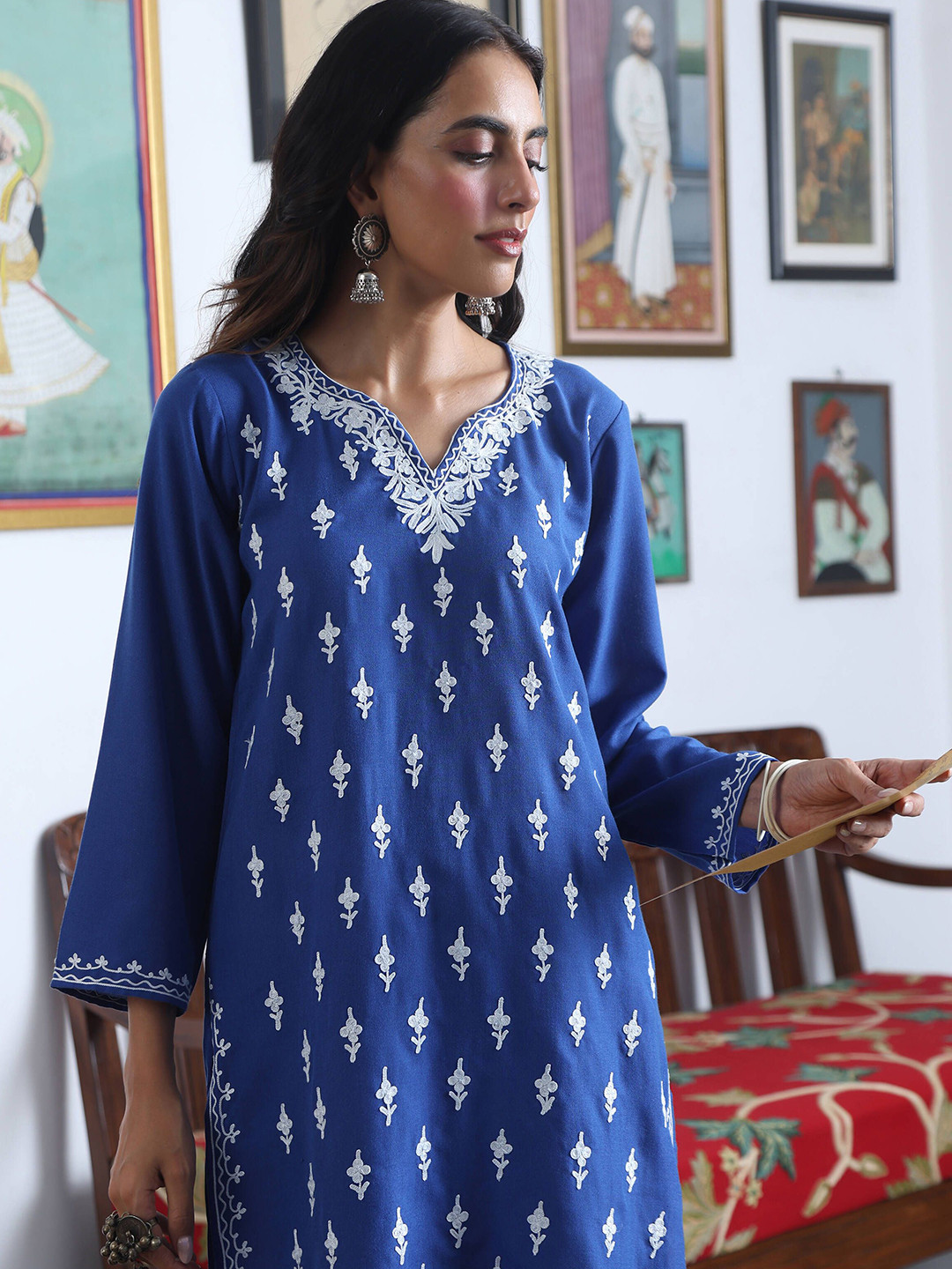House of Chikankari HOC Crafts Aari Embroidered Kurta