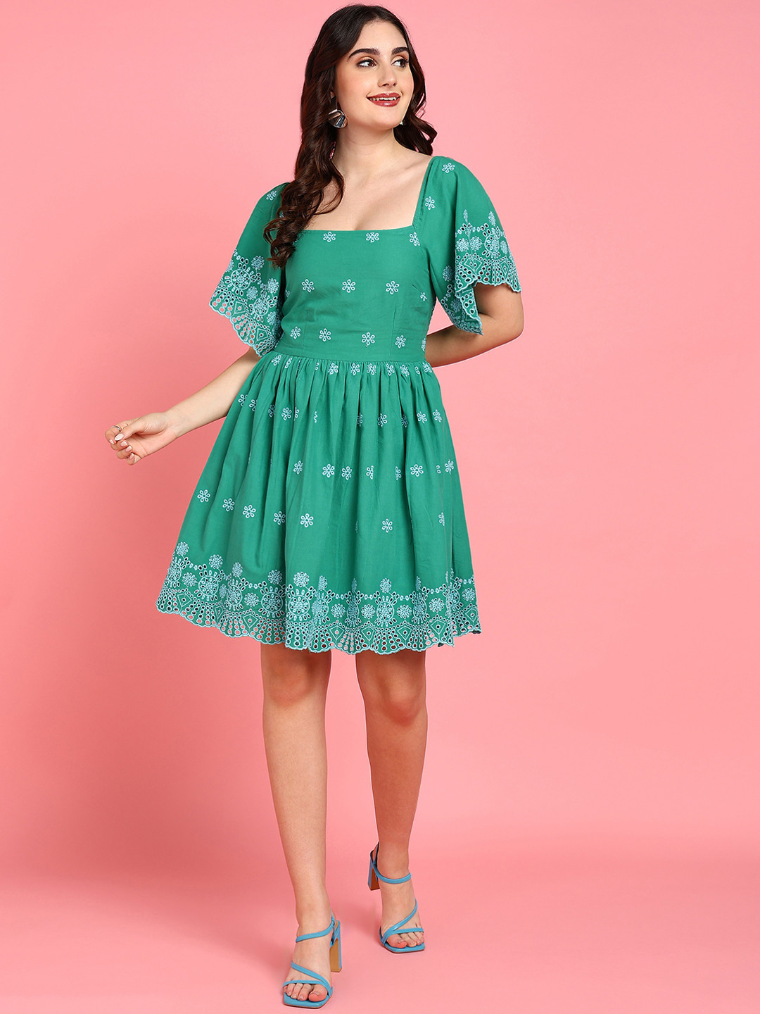 Shades of Sabi Floral Print Fit & Flare Mini Dress