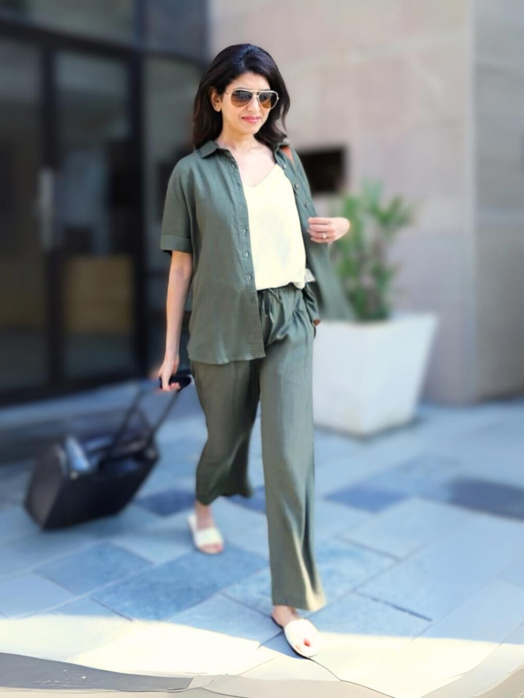 Saltpetre Overlay Shirt With Slip Top & Pants Co-Ords