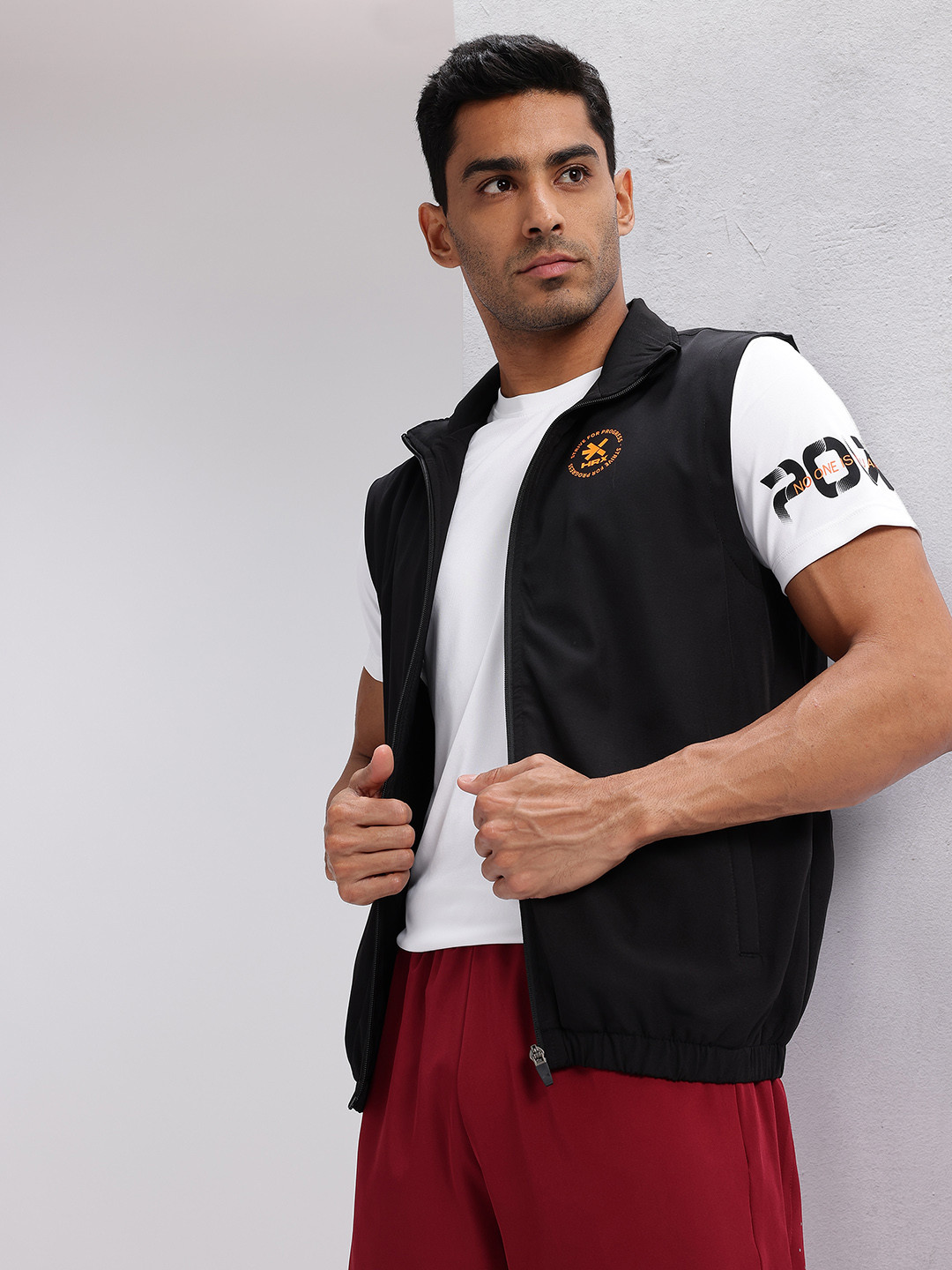 HRX by Hrithik Roshan Brand Logo Printed Detail Rapid-Dry Training Gilet Jacket