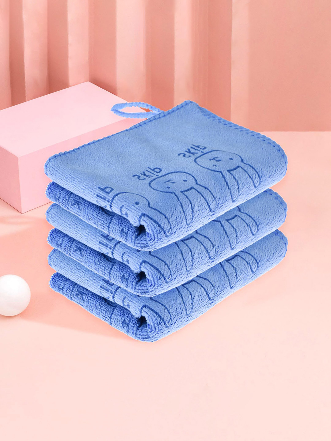 Kuber Industries Set of 3 Blue Reusable Microfiber Quick Drying Face Towel