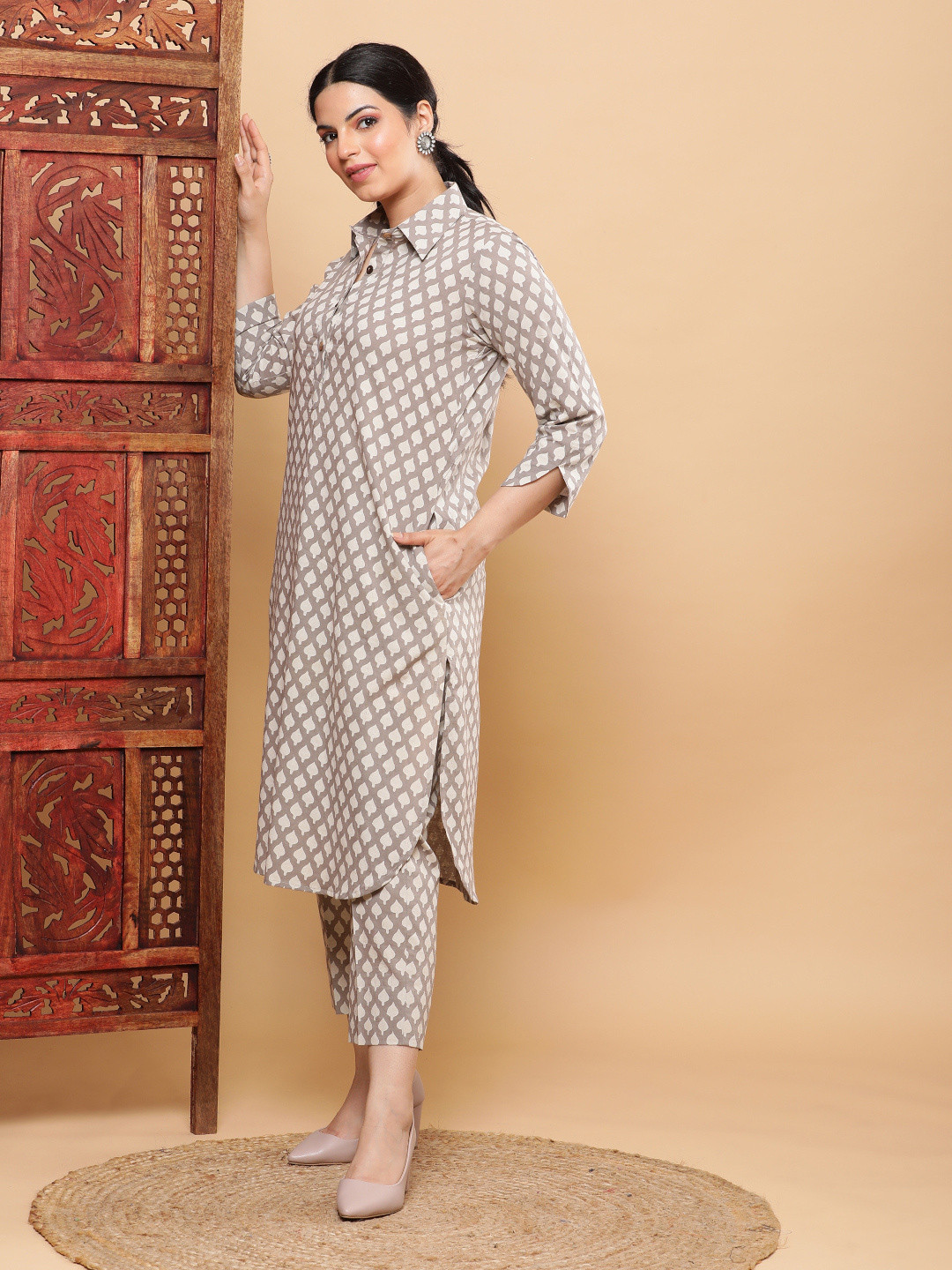 BohoJazz Multi-occasion Pathani Kurta with Tulip Fringe Sleeves & Pant