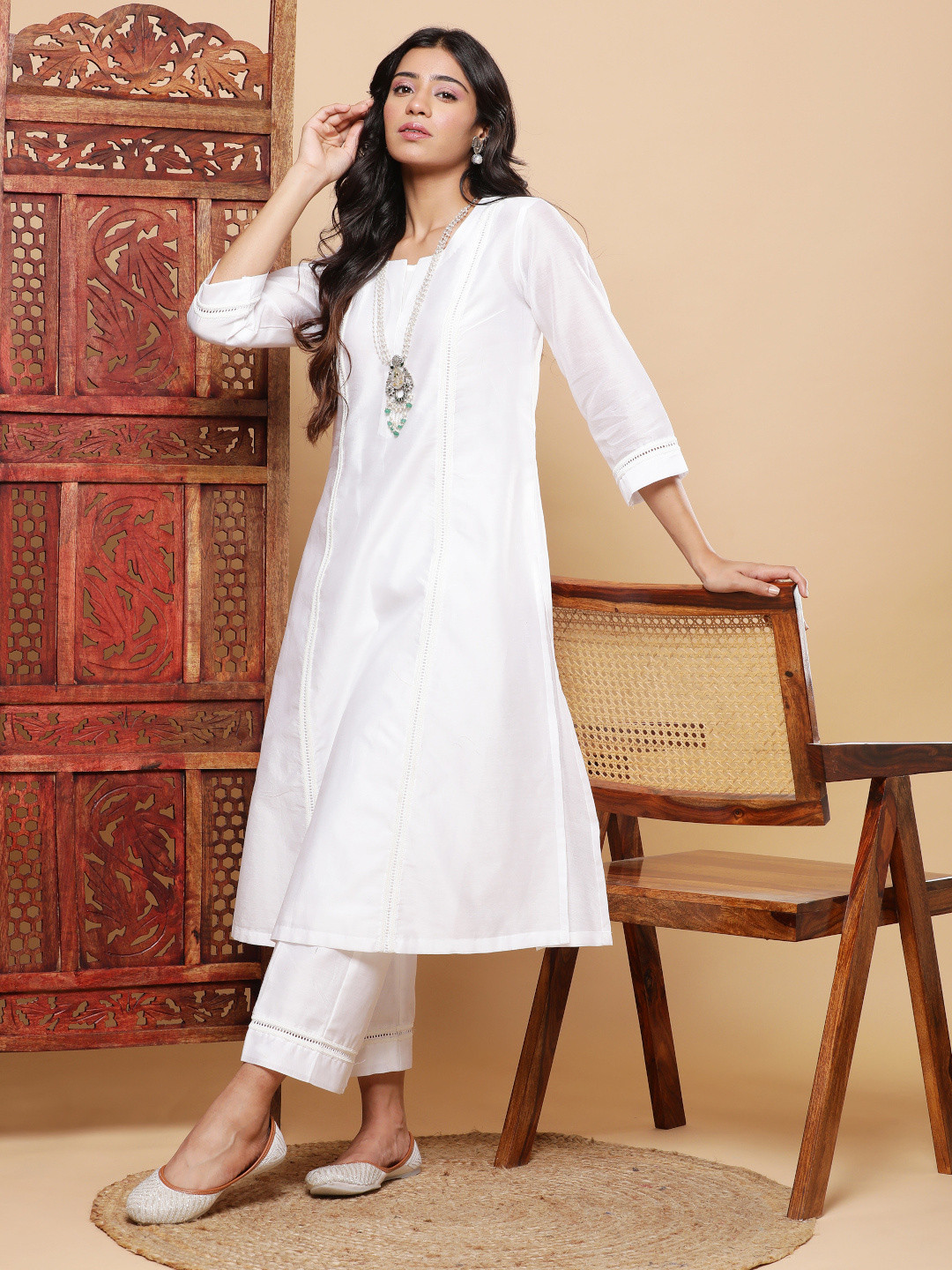 BohoJazz Serene Chanderi A-Line Kurta Pant