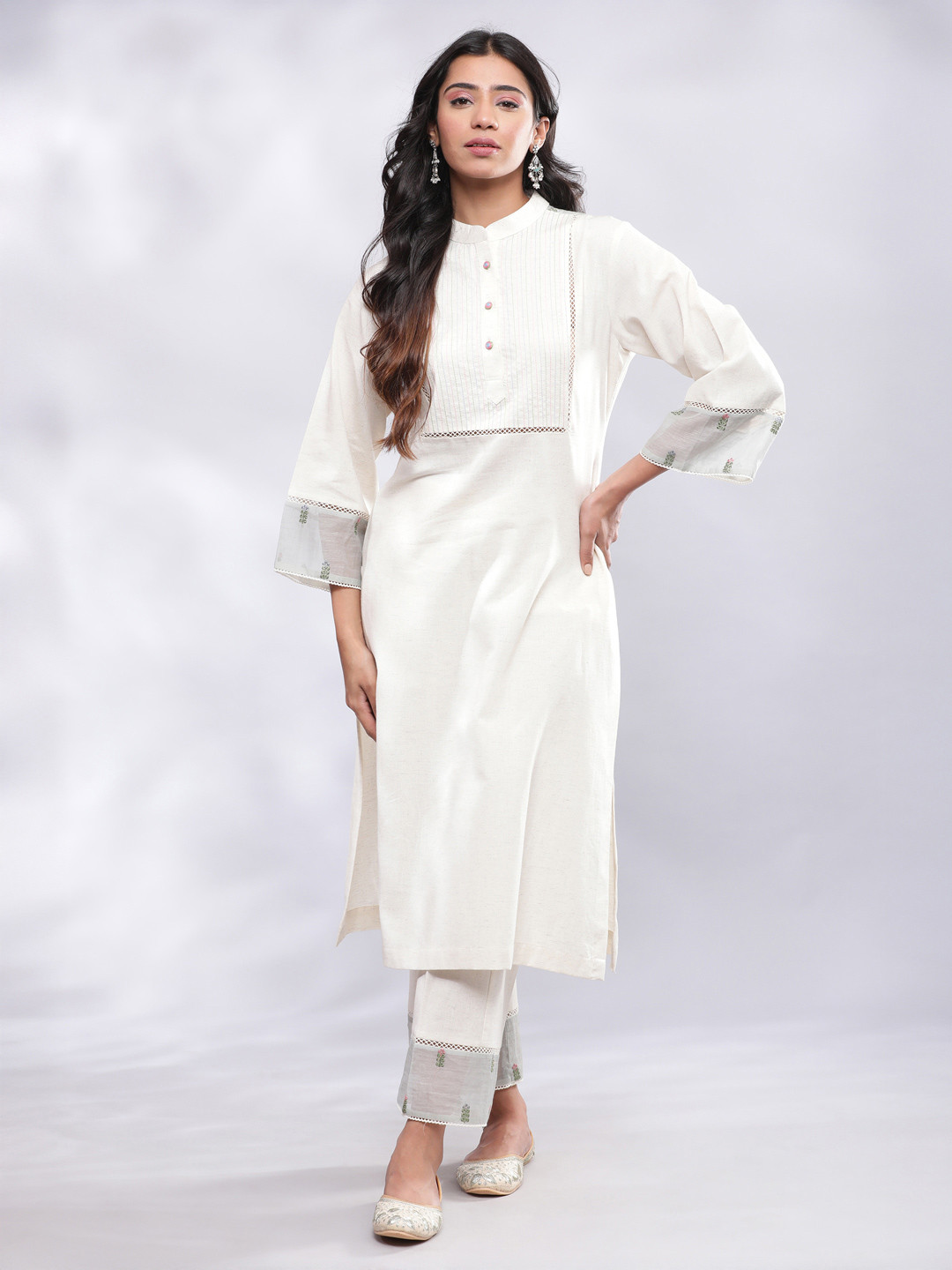 BohoJazz Simple Yet Formal Kurta Pant with Embroidered Sheer