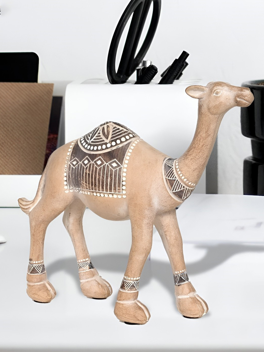 Aura Rajasthani Camel Brown Resin Matte Living Room Medium Showpiece - 6.3 Inches