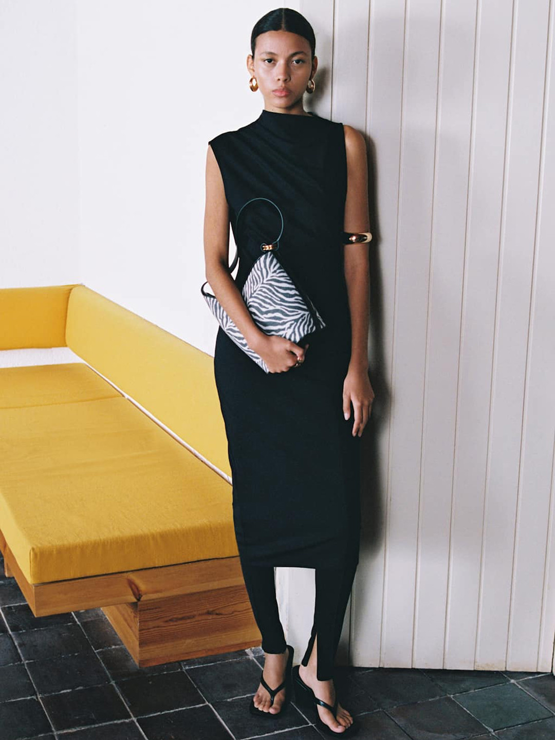 MANGO Zebra Print Bucket Shoulder Bag