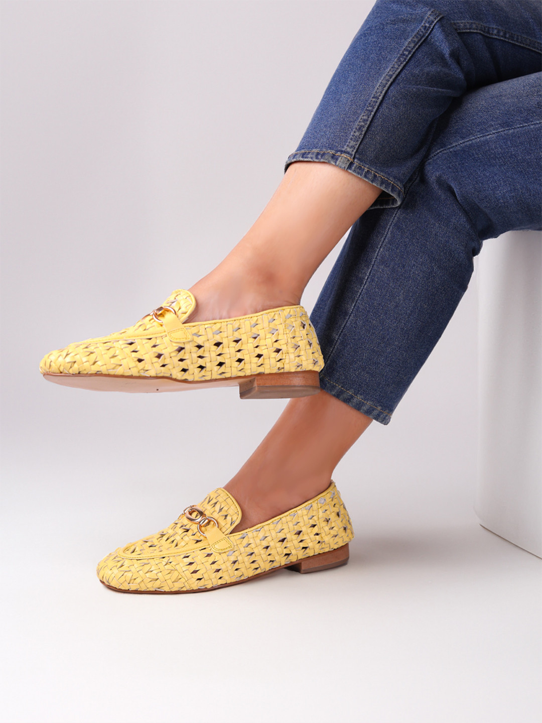 Monrow Women Cora Yellow Flat Horsebit Loafers