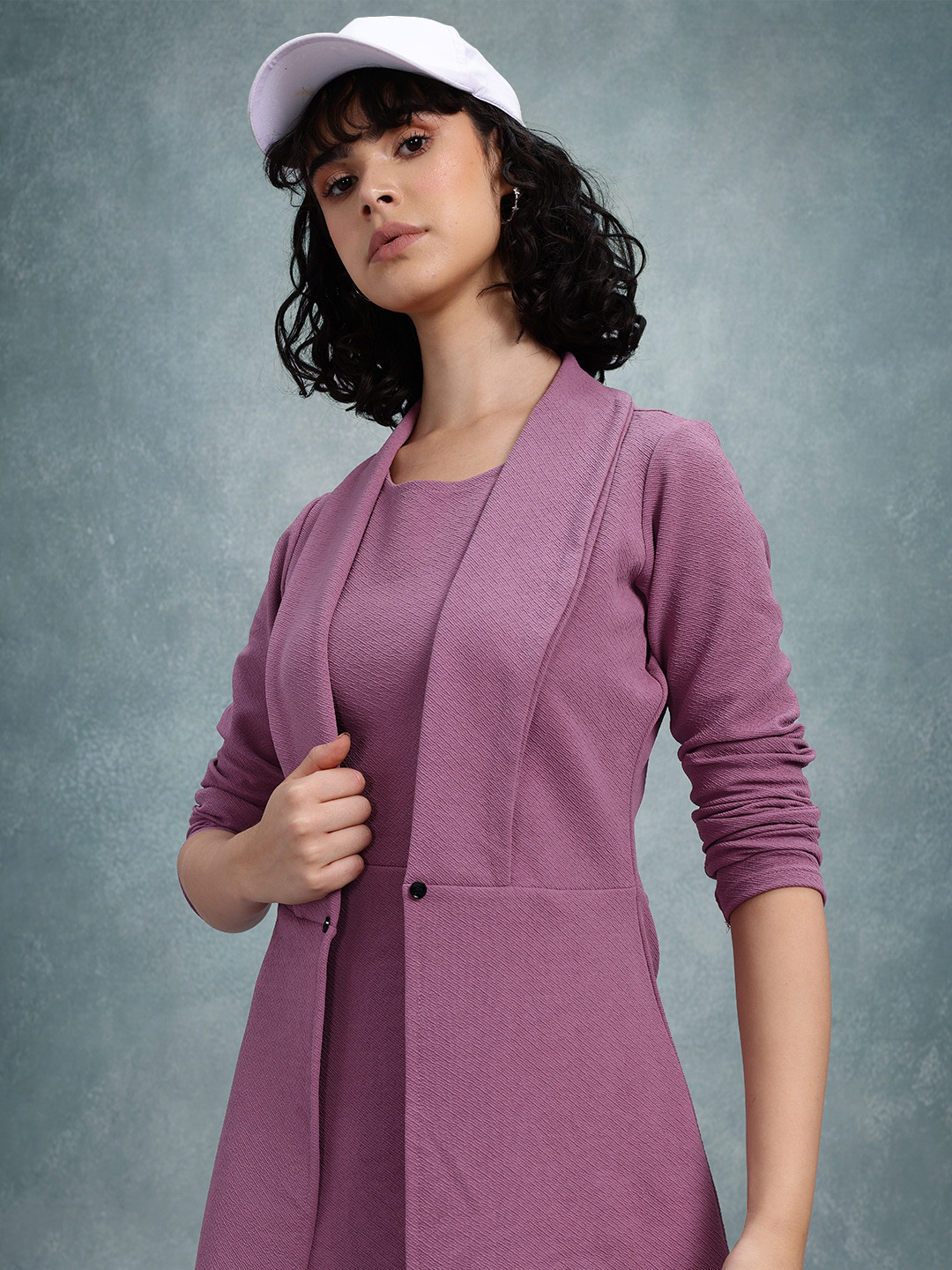 Roadster Solid Bodycon Dress with Blazer