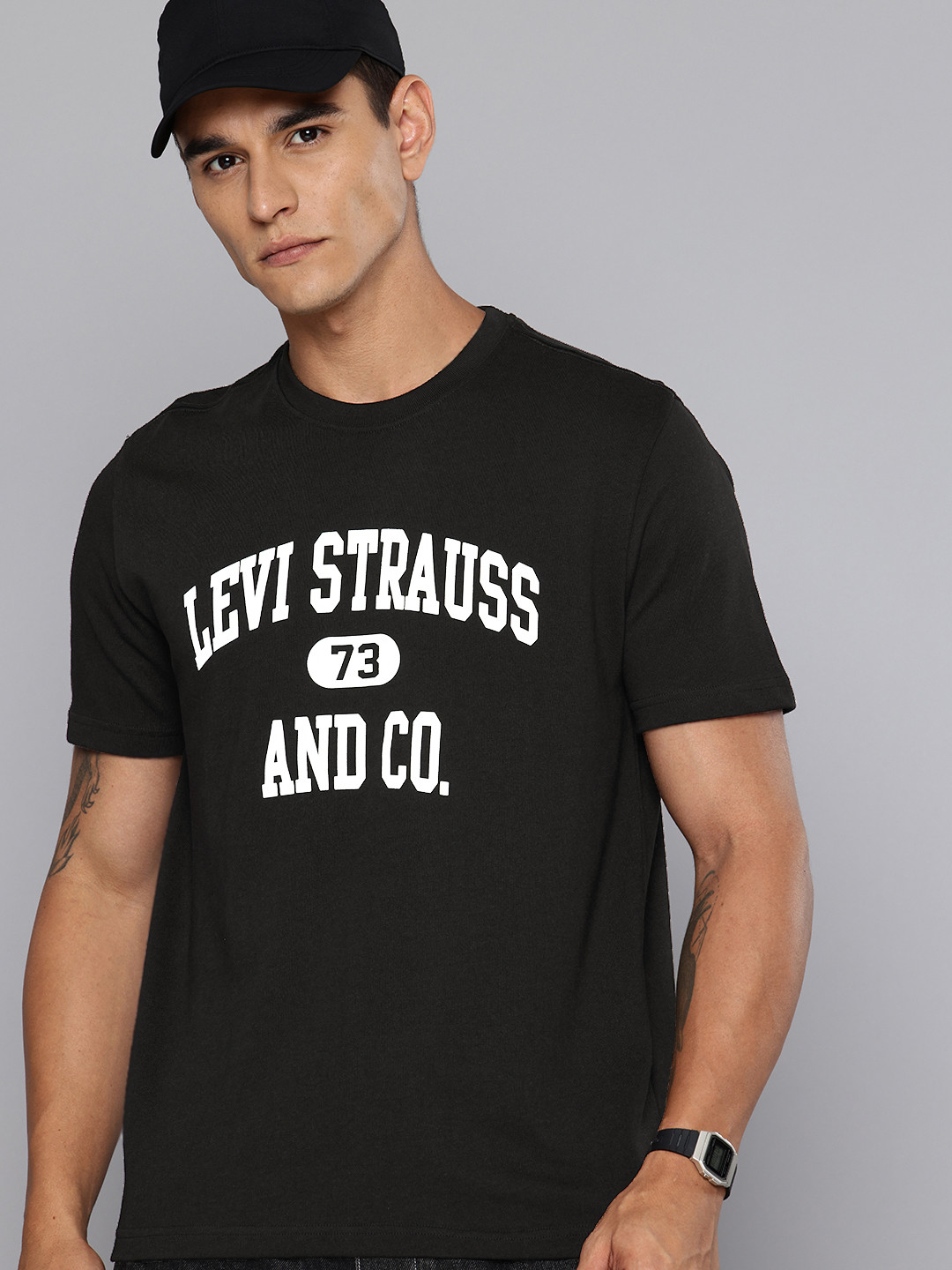 Levis Brand Logo Printed Monochrome Pure Cotton T-shirt