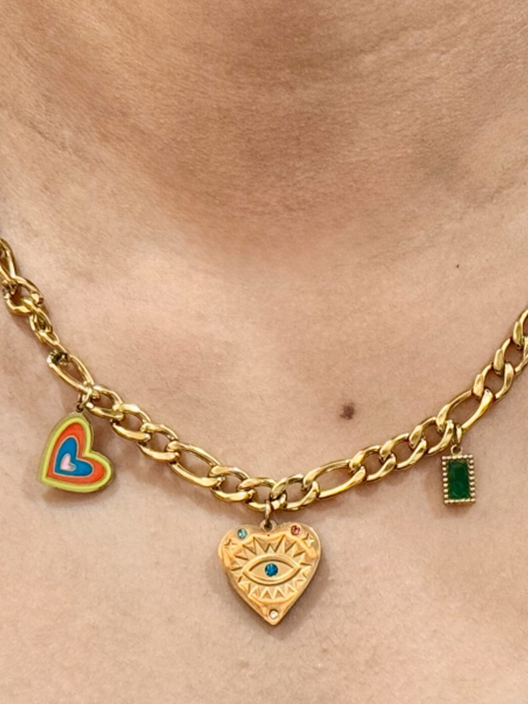 The Jewellery Tale Gold-Plated Chunky Chain With Charms Necklace